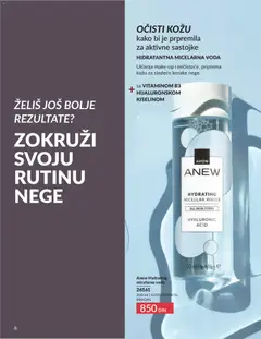 Anew Hydrating micelarna voda, Uklanja make-up i nečistoće, priprema kožu za sledeće korake nege. - pregled AVON kataloga - važi od 01.06.2026 | Strana: 8 | Proizvode: Voda, Micelarna voda