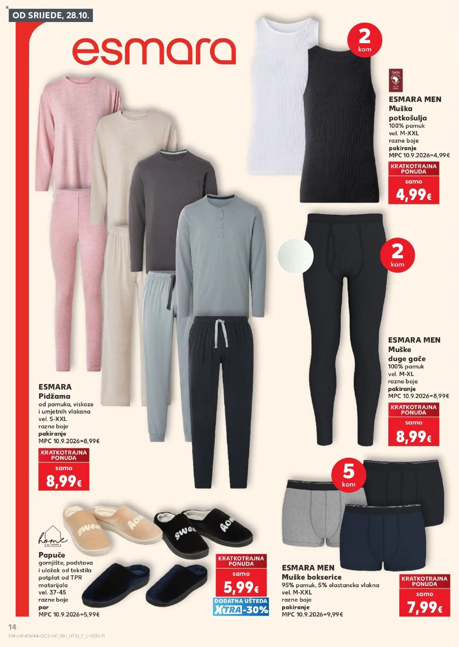 Kaufland katalog | vrijedi od 28.10.2026 | Stranica: 14 | Proizvodi: Muške bokserice, Papuče, Gaće, Potkosulja