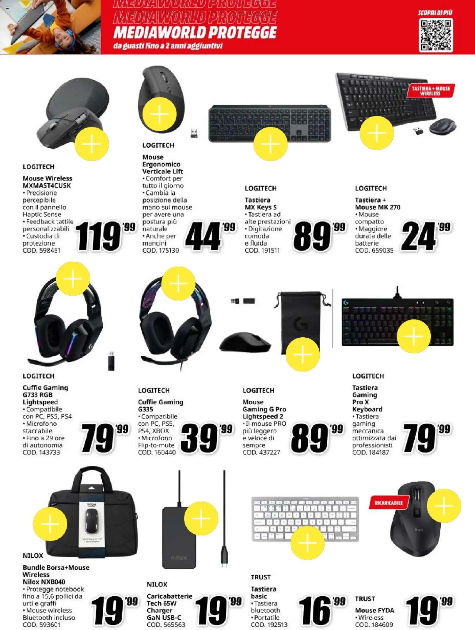 Volantino Media World del 06/10/2026 | Pagina: 18 | Prodotti: Tastiera, Cuffie, Microfono, Caricabatterie