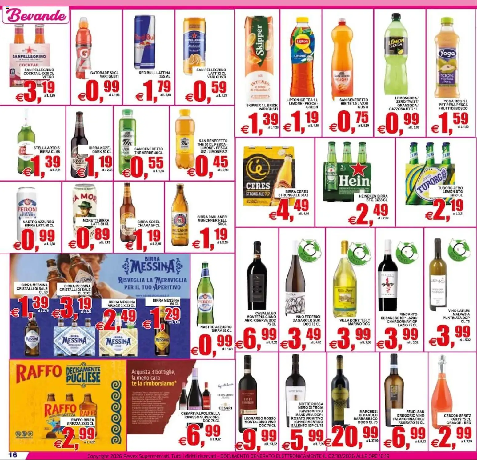 Volantino Pewex del 02/10/2026 | Pagina: 16 | Prodotti: Cocktail, Birra messina, Red Bull, Heineken