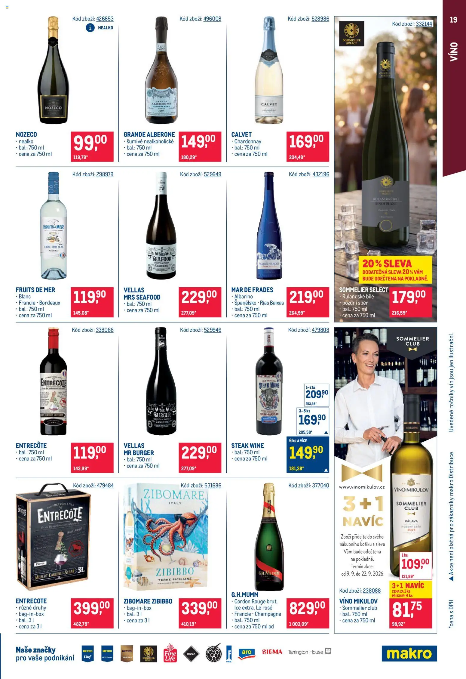 Makro leták - Gastronomie od 09.09.2026 | Strana: 19 | Produkty: Burger, Pelety, Steak, Champagne