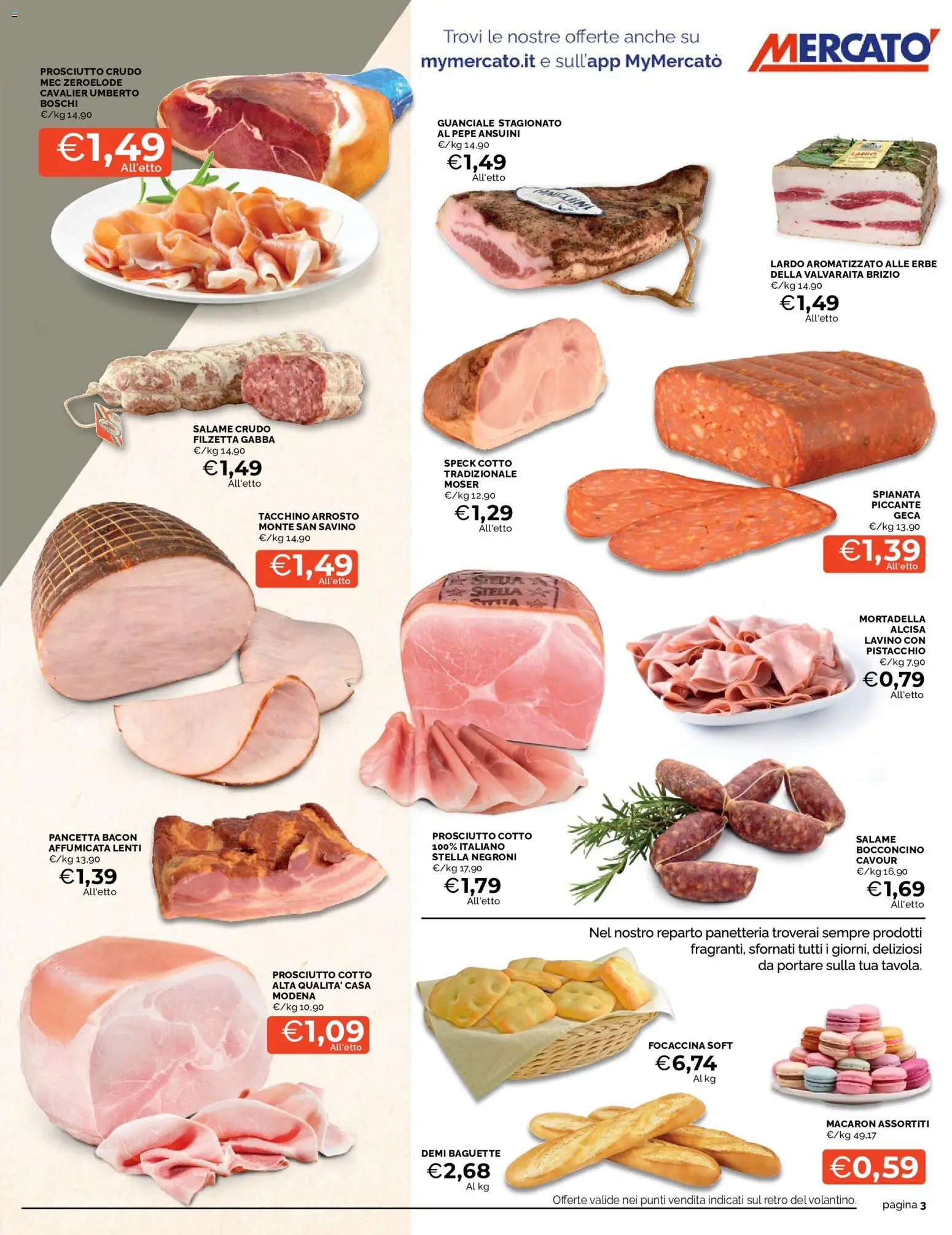 Volantino Mercatò del 27.05.2026 | Pagina: 3 | Prodotti: Prosciutto Crudo, Prosciutto Cotto, Tacchino, Mortadella