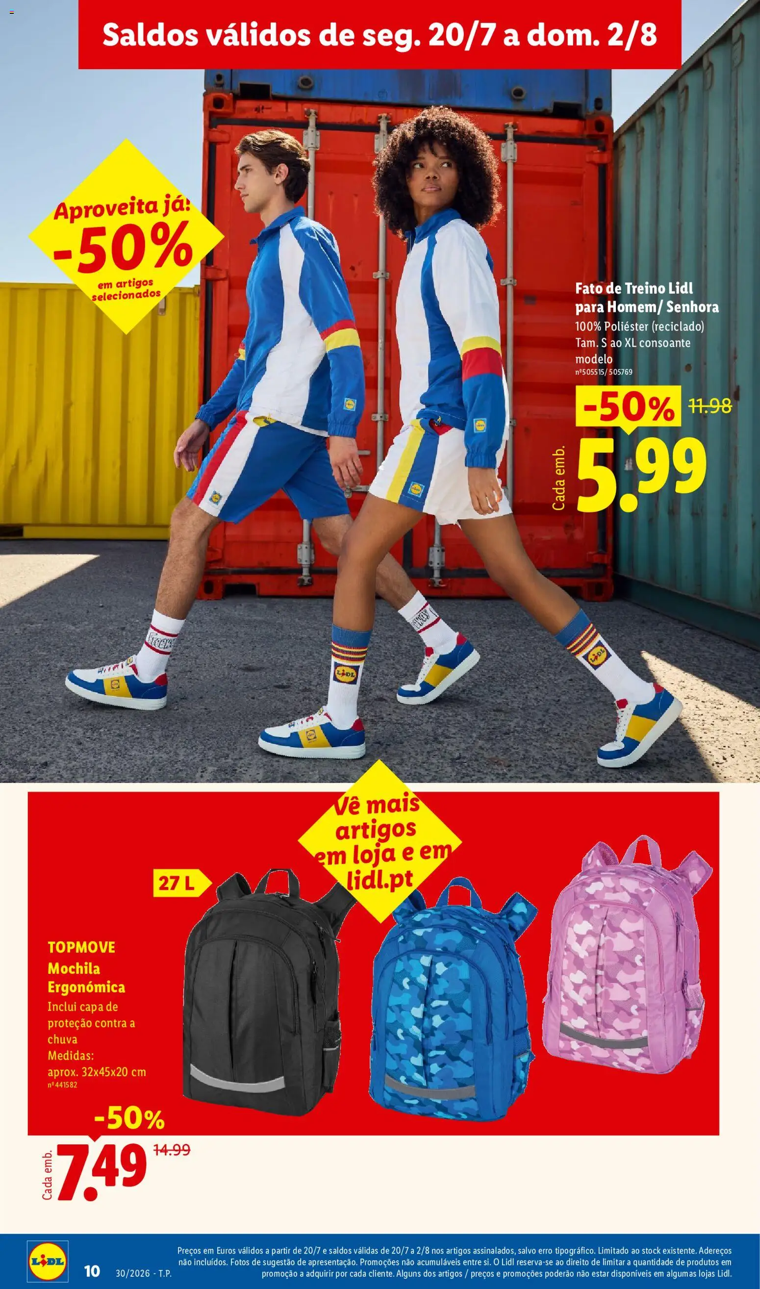 Lidl Novidades │ válido de 20/07/2026 | Página: 10 | Produtos: Mochila, Fato