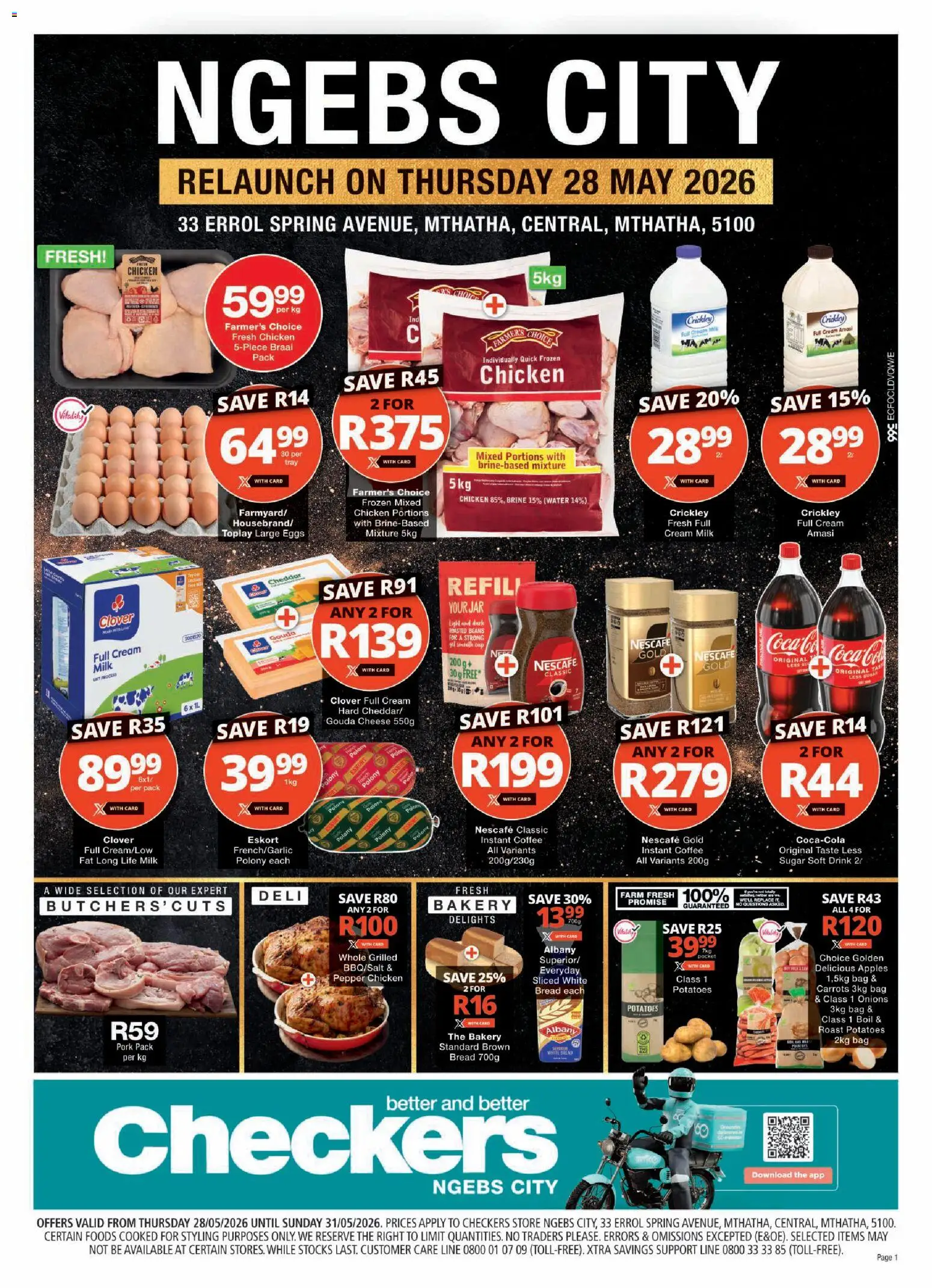 New Checkers catalogue – valid from 28.05.2026 | Page: 1 | Products: Beans, Milk, Light, Water