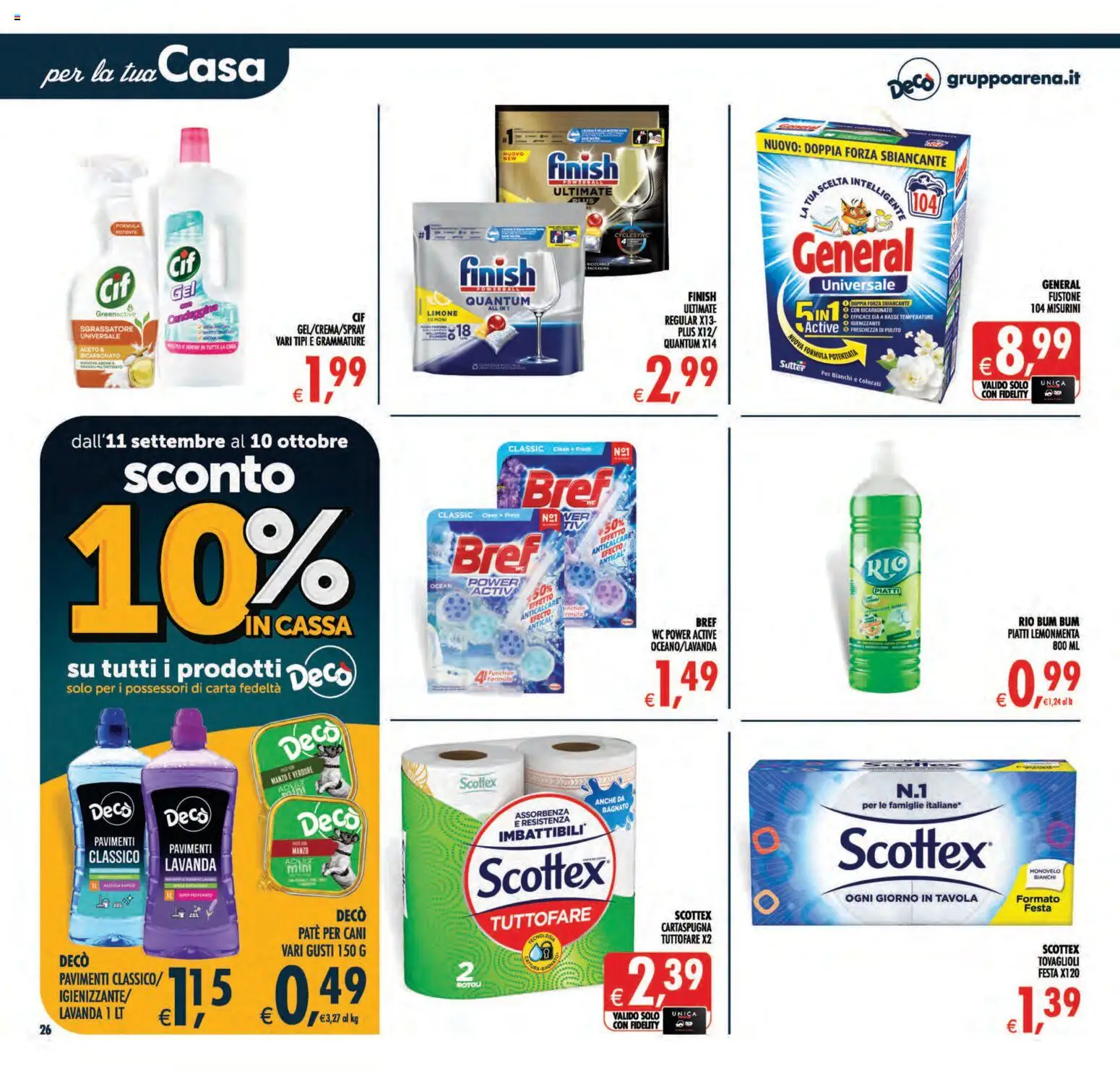 Volantino Decò del 11/09/2026 | Pagina: 26 | Prodotti: Candeggina, Verdure, Limone, Paté per cani