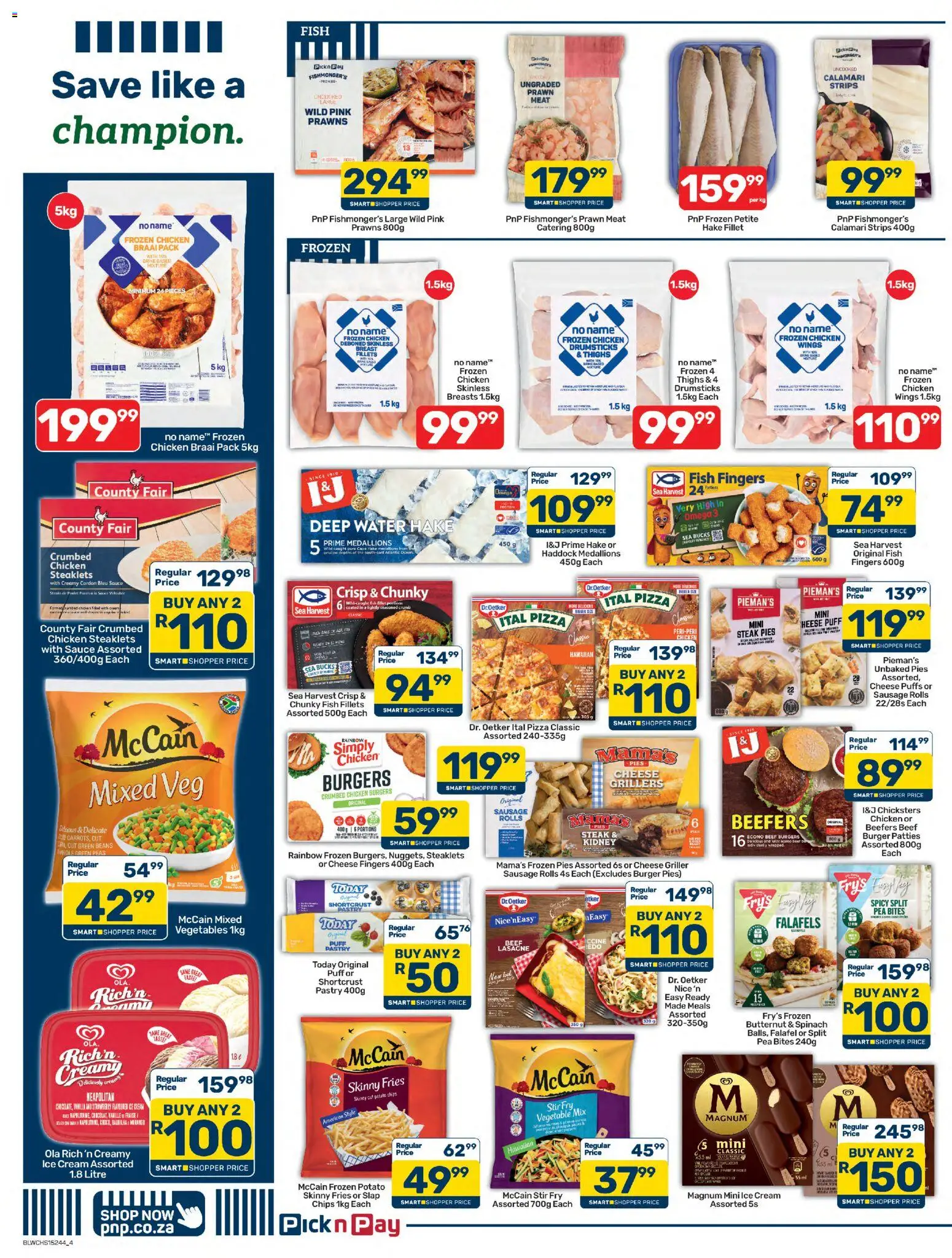 New Pick n Pay catalogue – valid from 25/08/2026 | Page: 4 | Products: Cheese, Thighs, Chips, Pea