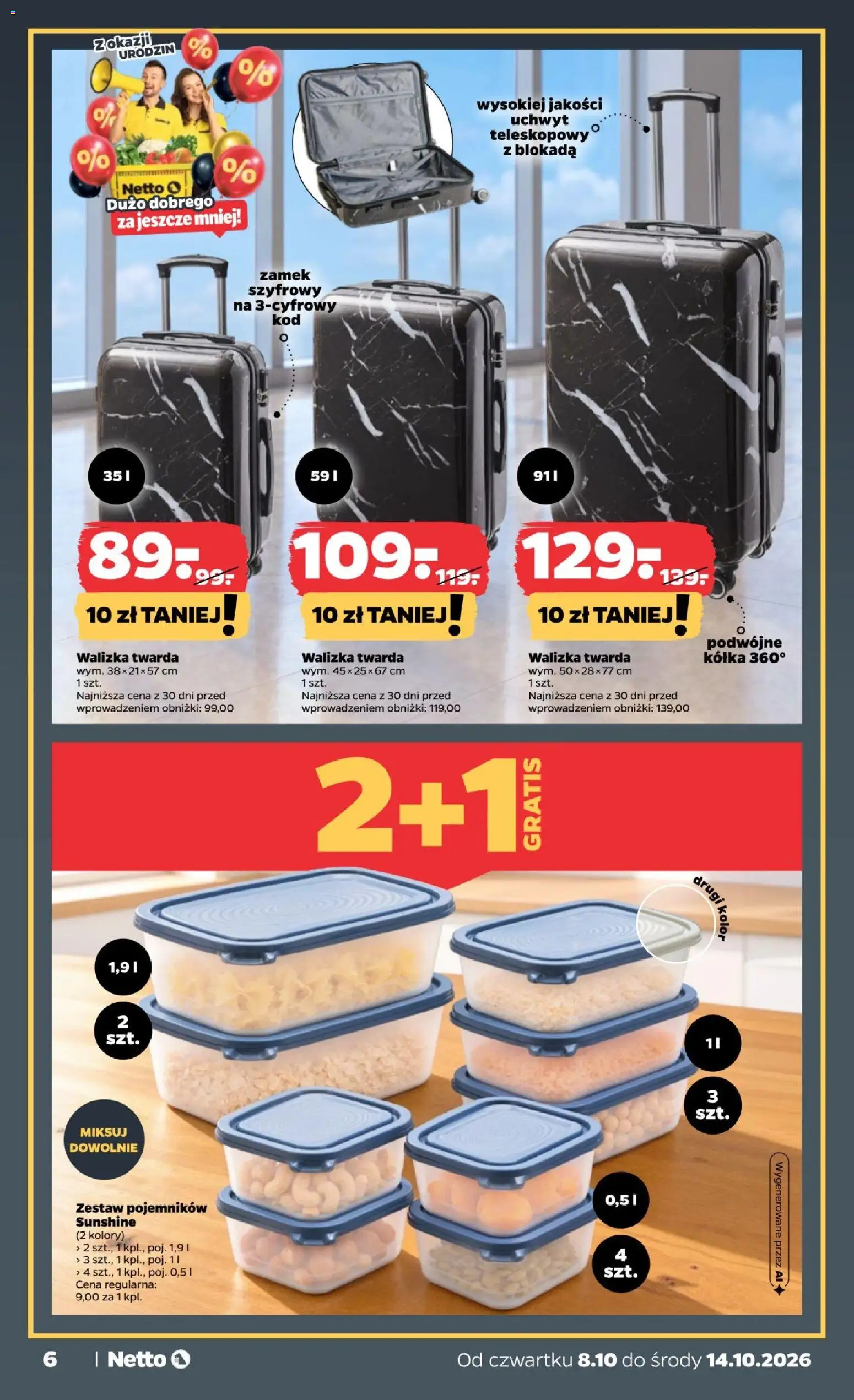 Netto gazetka od czwartku NonFood od 08.10.2026 | Strona: 6 | Produkty: Walizka, Walizka twarda