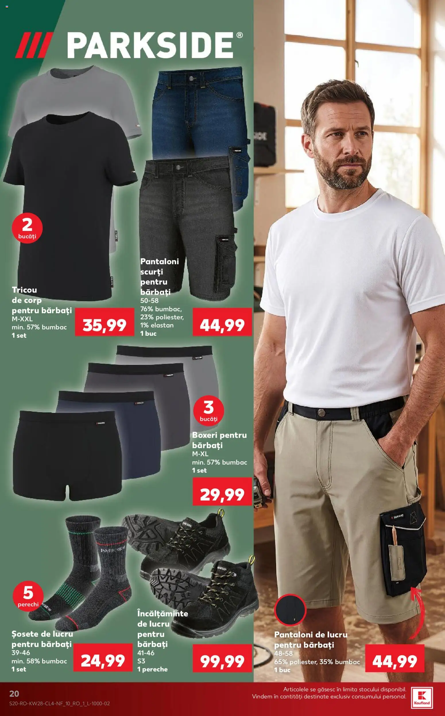 Noul catalog Kaufland – valabil de la 08.07.2026 | Pagină: 20 | Produse: Bornoz takımı, Pantaloni, Pantaloni scurți, Șosete