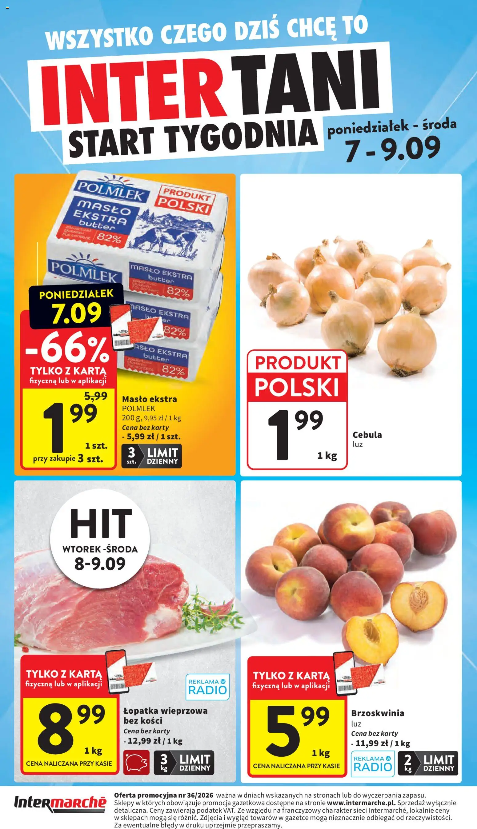 Intermarche gazetka od 03.09.2026 | Strona: 44 | Produkty: Karta, Łopatka wieprzowa bez kości, Radio, Masło