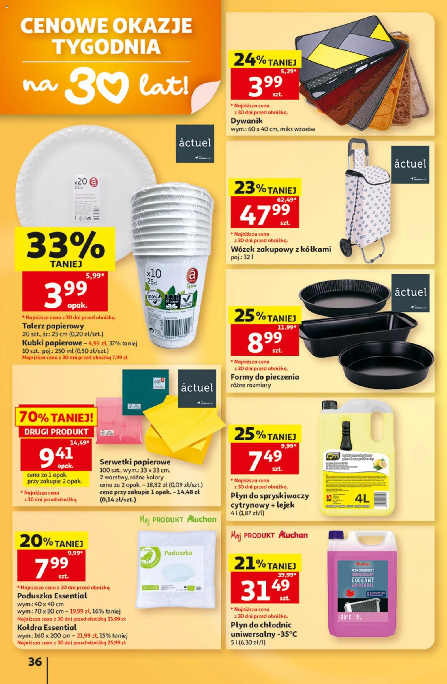 Auchan gazetka od 13.08.2026 | Strona: 36 | Produkty: Poduszka, Płyn do spryskiwaczy, Kołdra, Serwetki