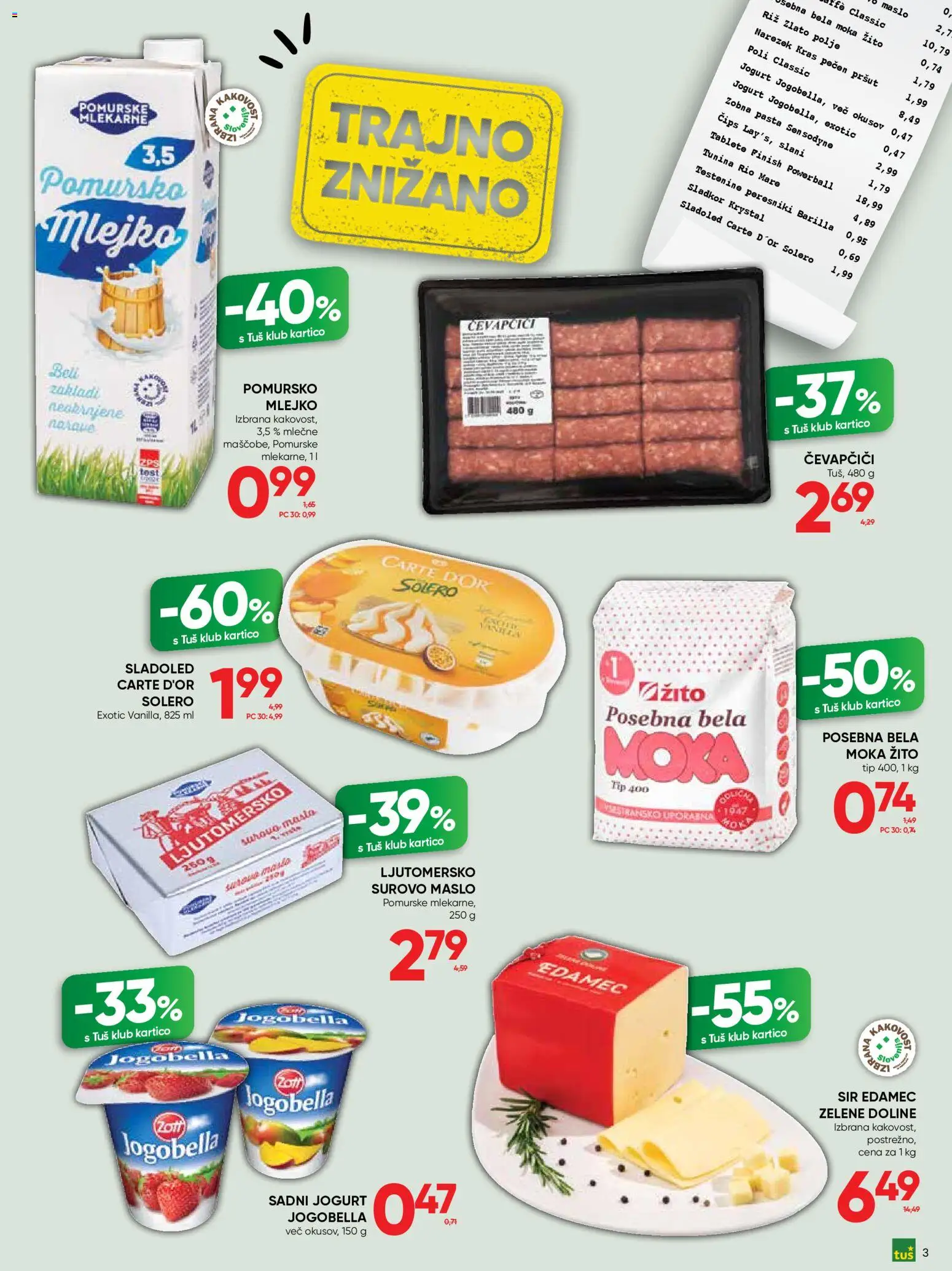 Novi Tuš katalog ponudbe – veljaven od 15.07.2026 | Stran: 3 | Izdelki: Čevapčiči, Barilla, Riz, Cips