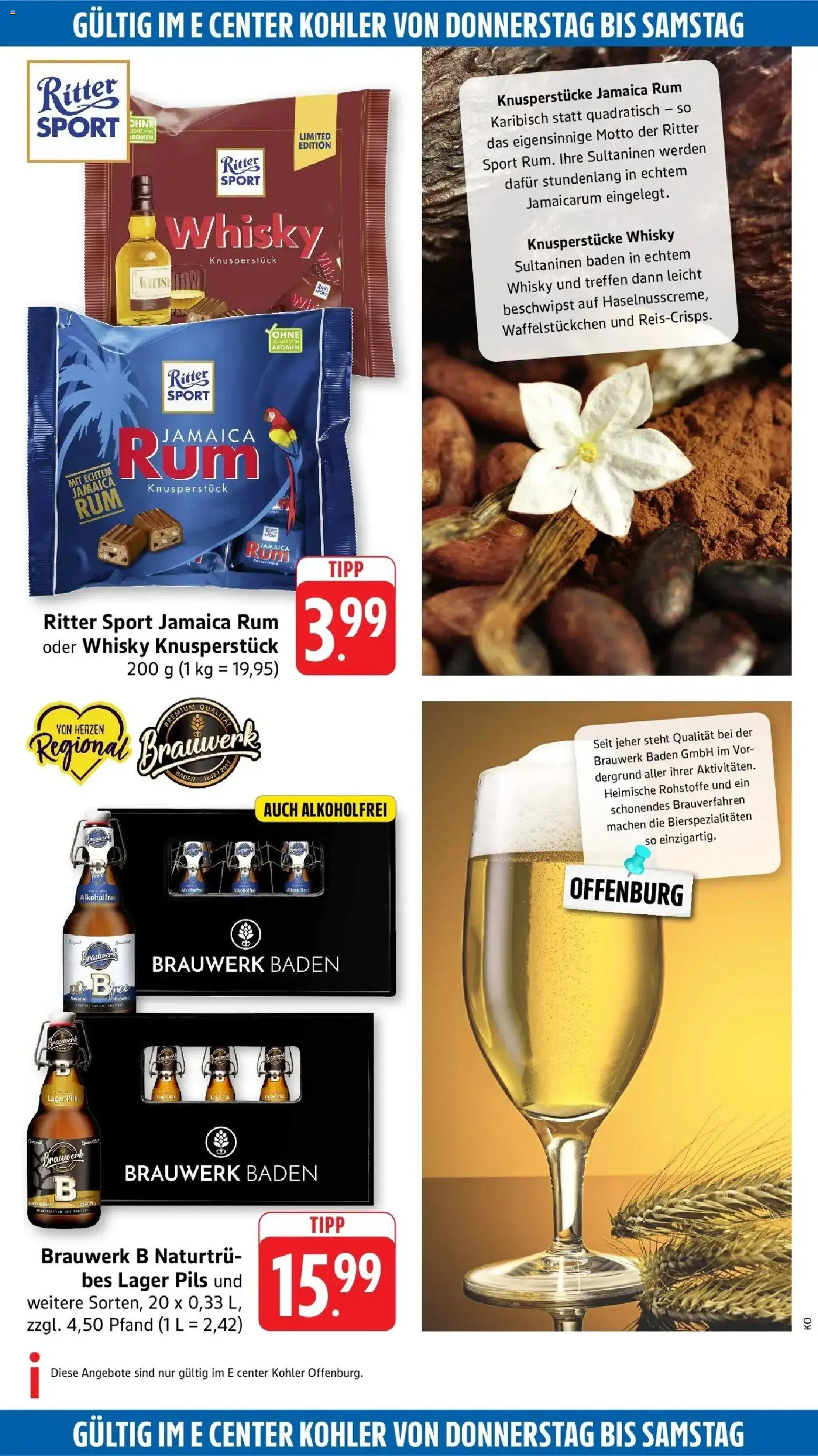 E center Prospekt Offenburg (ab 19.10.2026) zum Blättern | Seite: 67 | Produkte: Whisky, Rum, Ritter sport, Pils