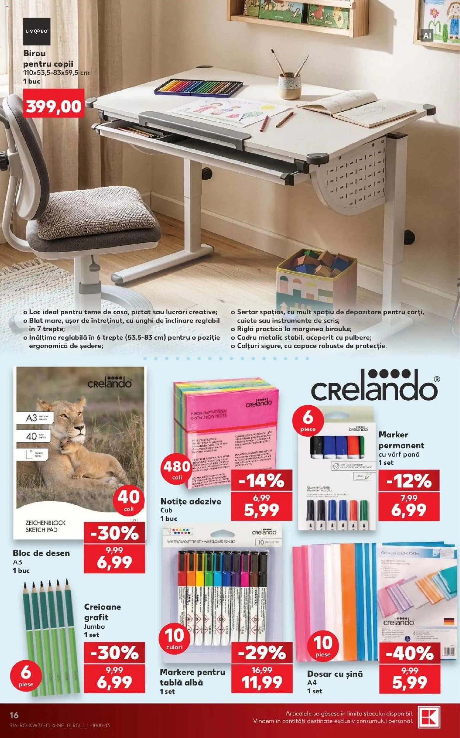Noul catalog Kaufland – valabil de la 26.08.2026 | Pagină: 16 | Produse: Alba, Birou, Tablă, Depozitare