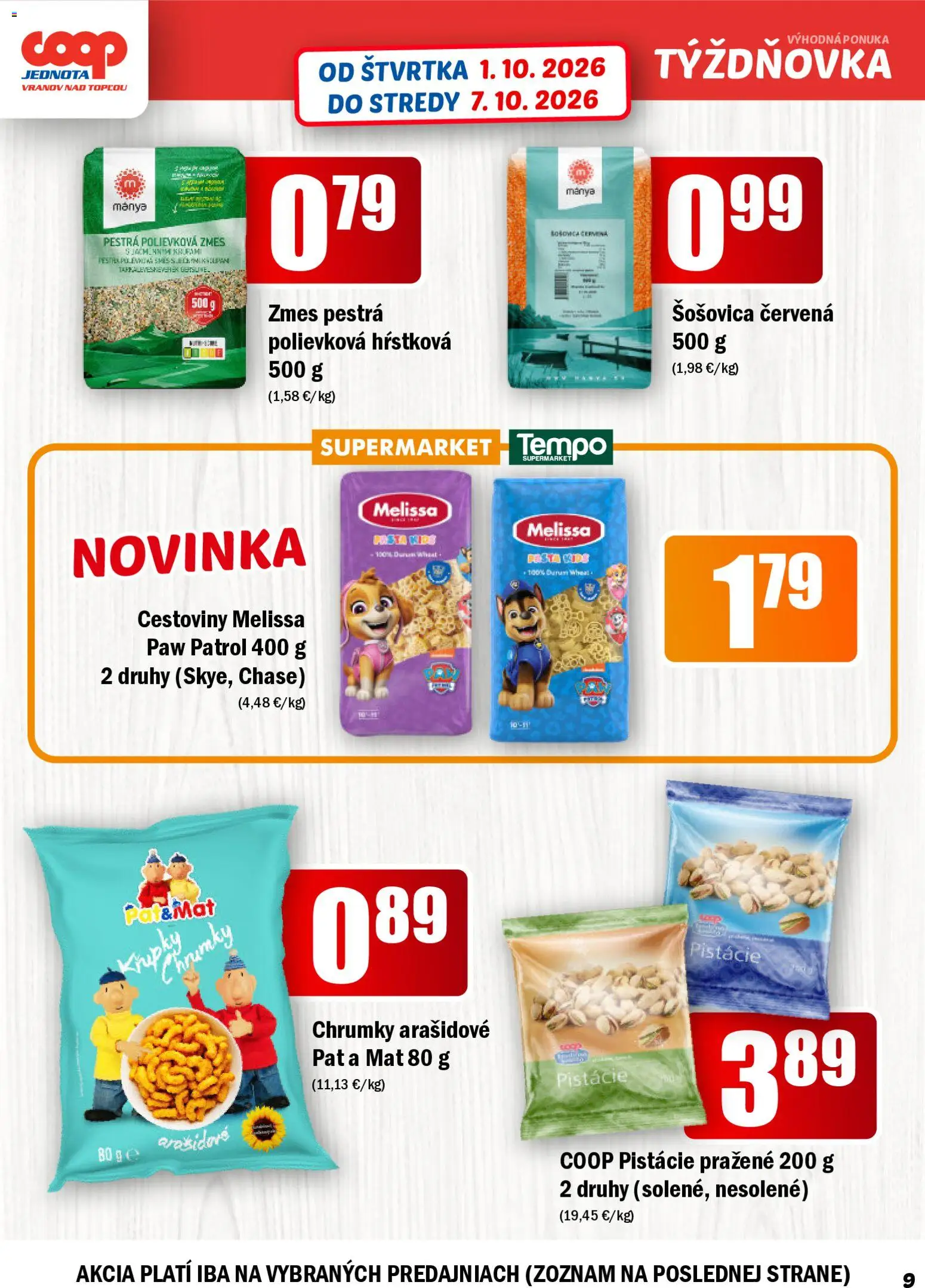 Nové COOP Jednota akcie – leták je platný od 01.10.2026 | Strana: 9