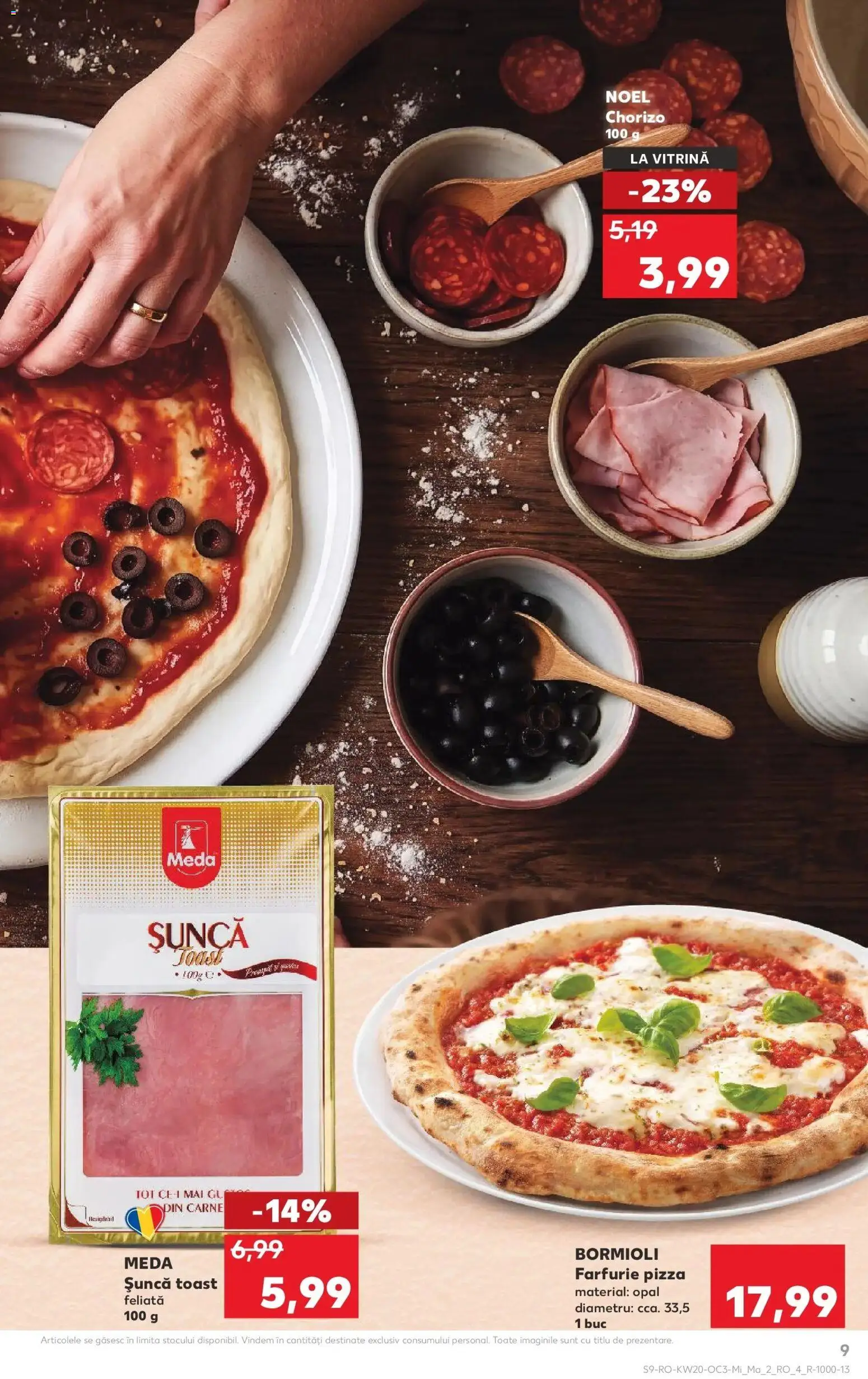 Noul catalog Kaufland – valabil de la 13.05.2026 | Pagină: 9 | Produse: Vitrină, Farfurie, Șuncă, Pizza