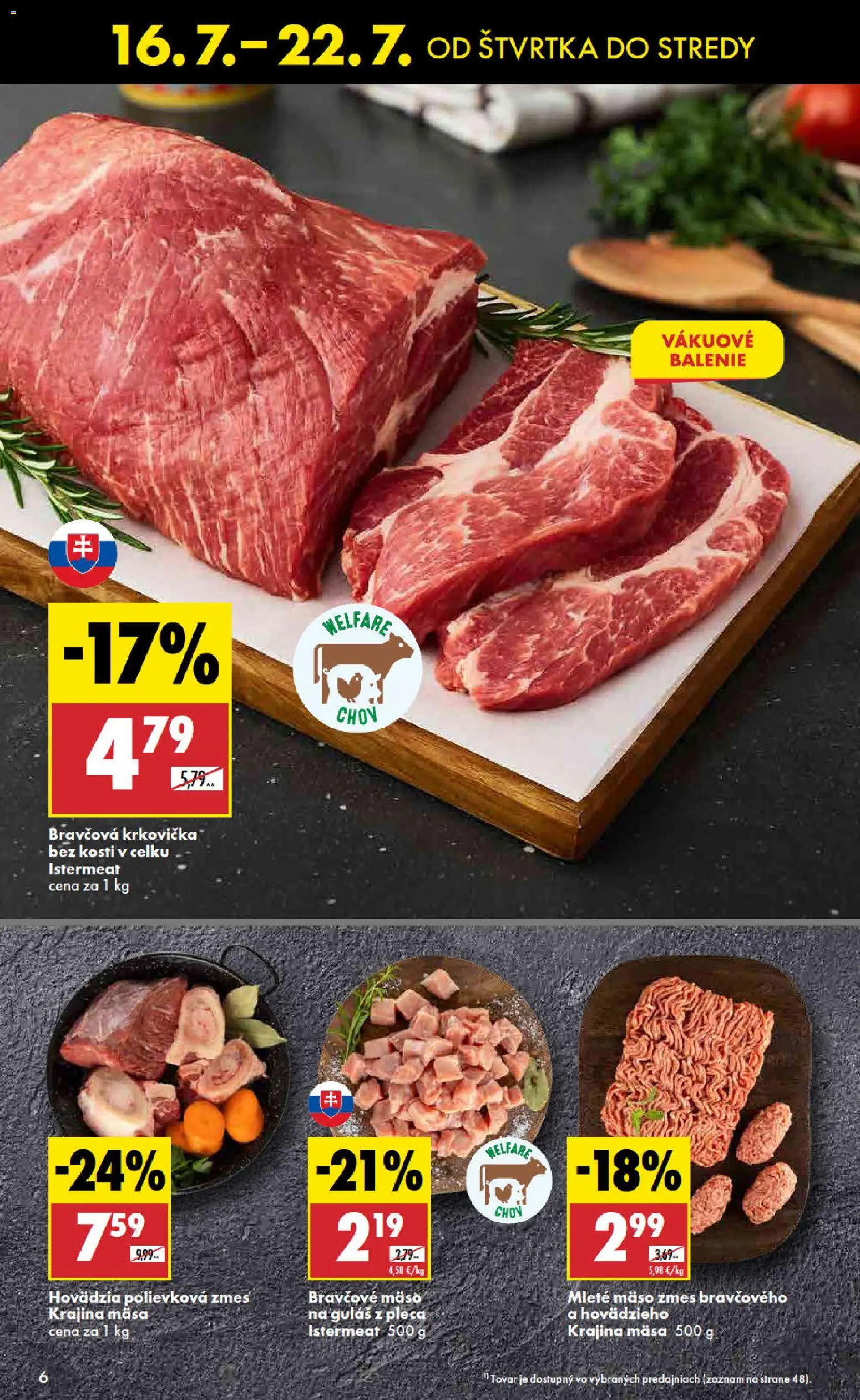 Nové Biedronka akcie – leták je platný od 16.07.2026 | Strana: 6 | Produkty: Bravčová krkovička, Mäso, Bravčové mäso, Mleté mäso