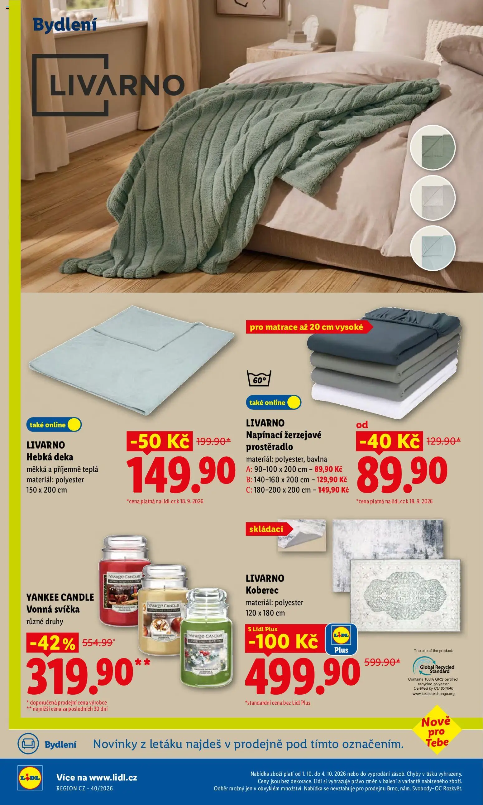 Lidl leták - Spotřební zboží od 29.09.2026 | Strana: 24 | Produkty: Yankee Candle, Deka, Matrace, Koberec