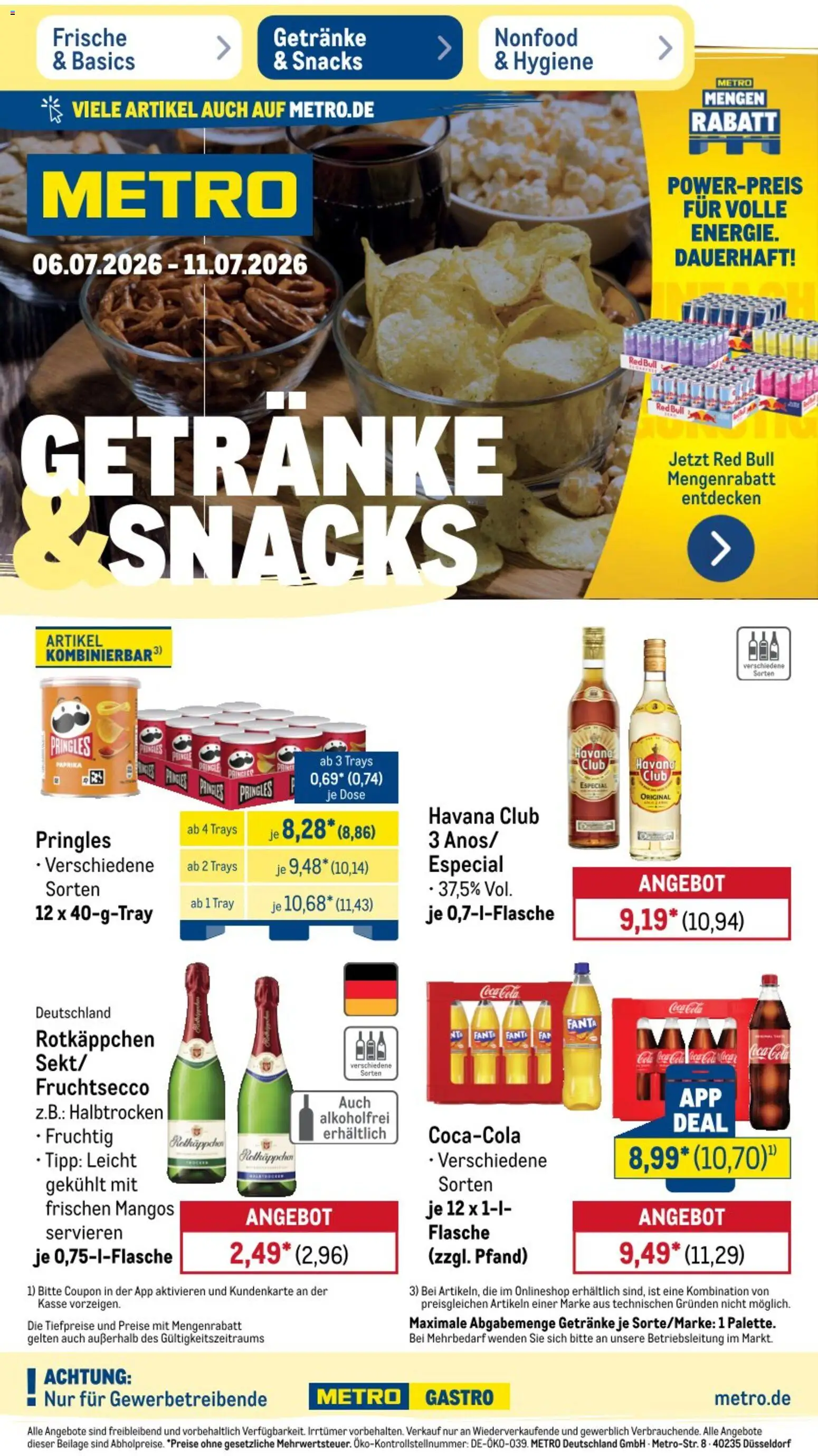 Metro Non Food & Hygiene – gültig ab 06.07.2026 | Seite: 15 | Produkte: Havana club, Red bull, Fanta, Fruchtsecco