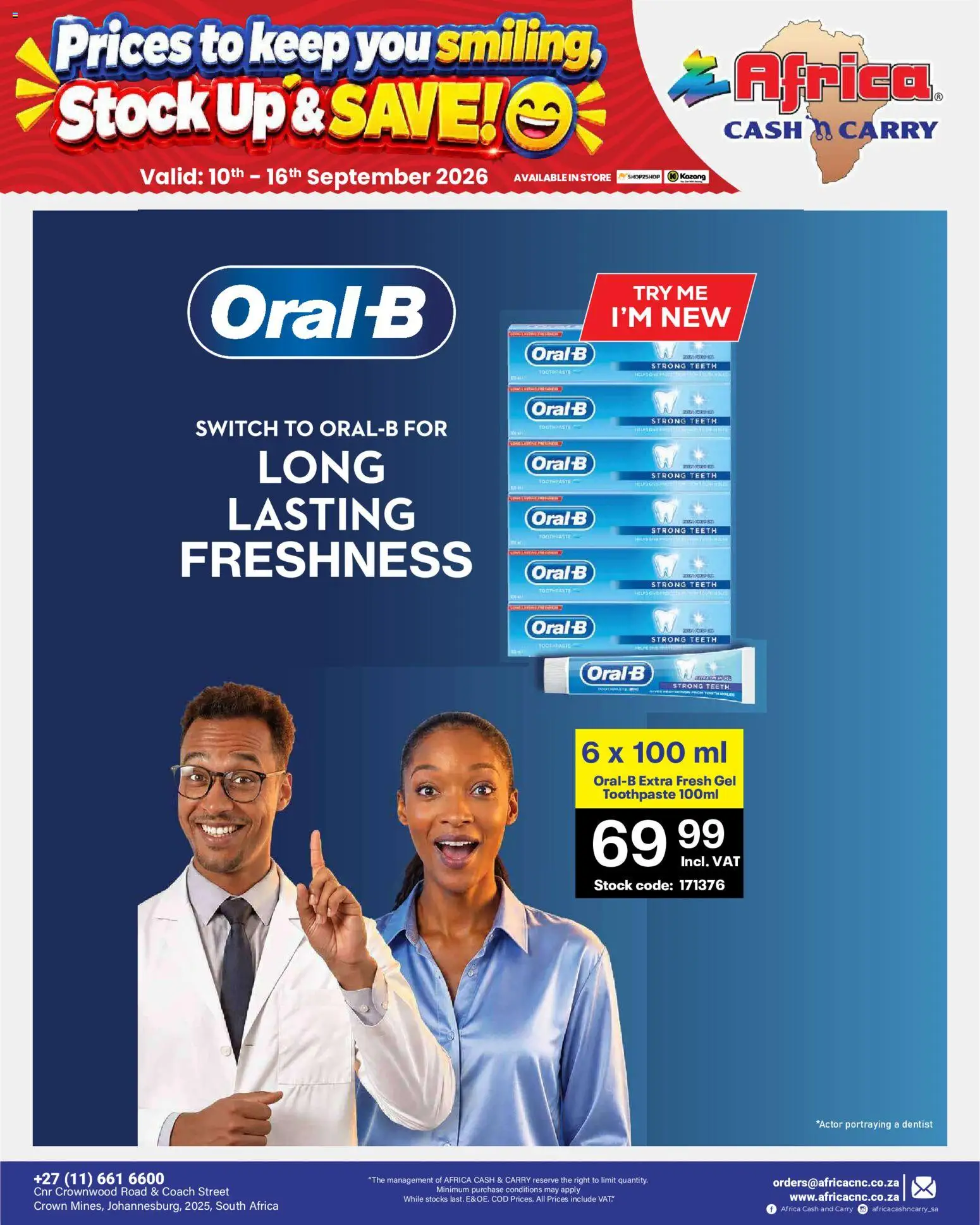 New Africa Cash & Carry catalogue – valid from 10/09/2026 | Page: 73 | Products: Switch, Stock, Toothpaste