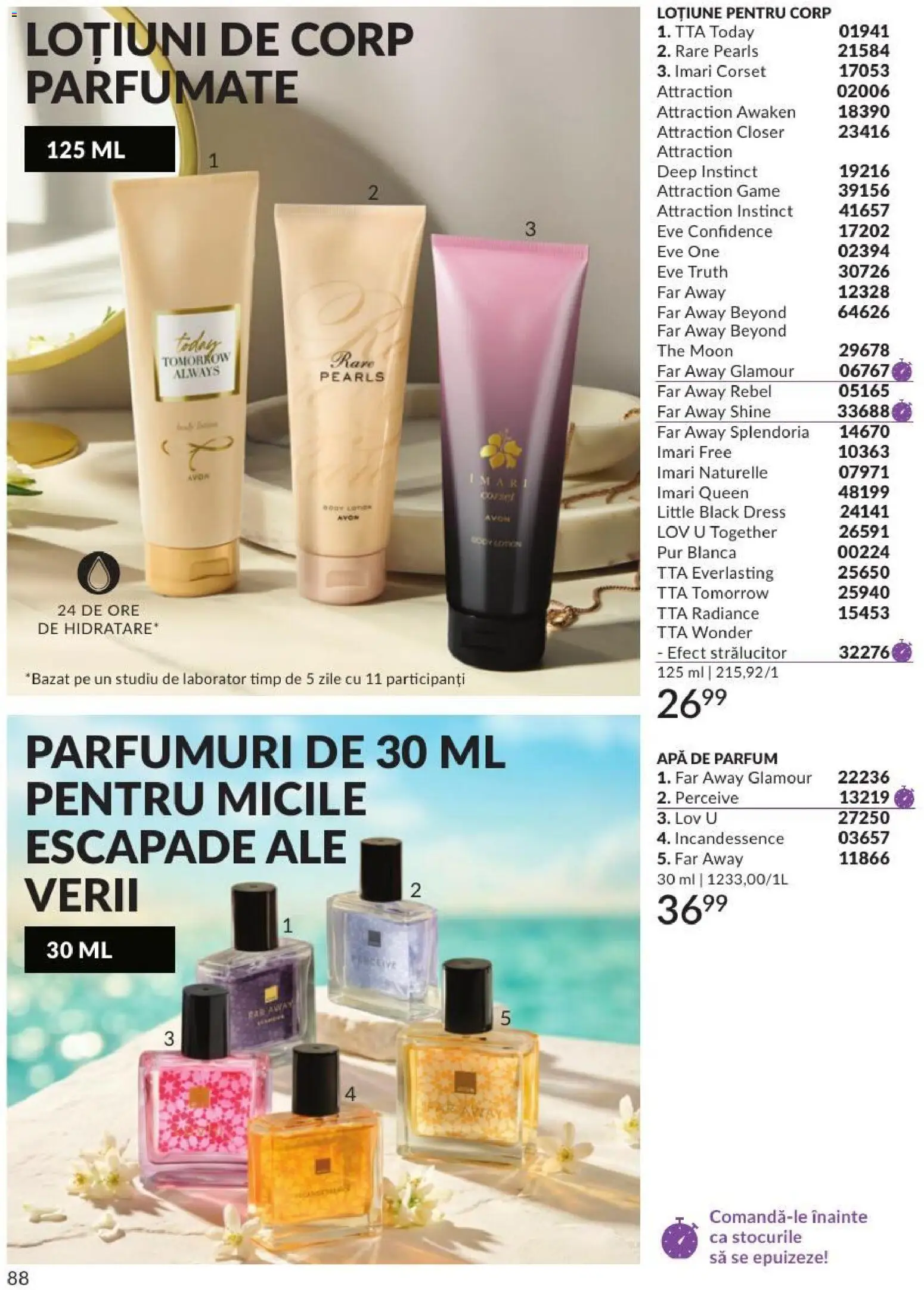 Noul catalog Avon – valabil de la 01.08.2026 | Pagină: 88 | Produse: Apă de parfum, Body, Parfum, Apă