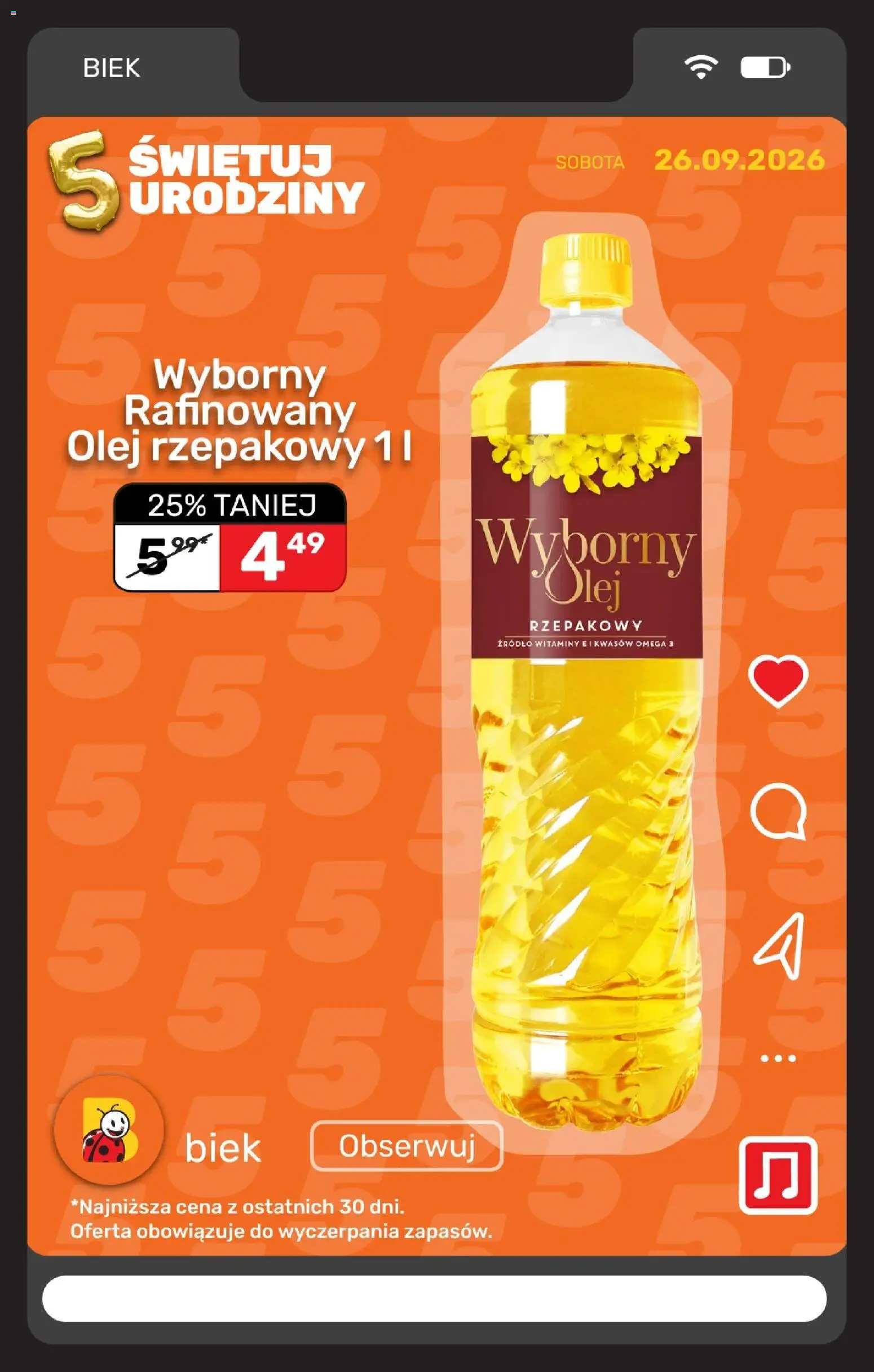 Biedronka gazetka - Biek od 26.09.2026 | Strona: 6 | Produkty: Olej rzepakowy, Omega, Omega 3, Olej