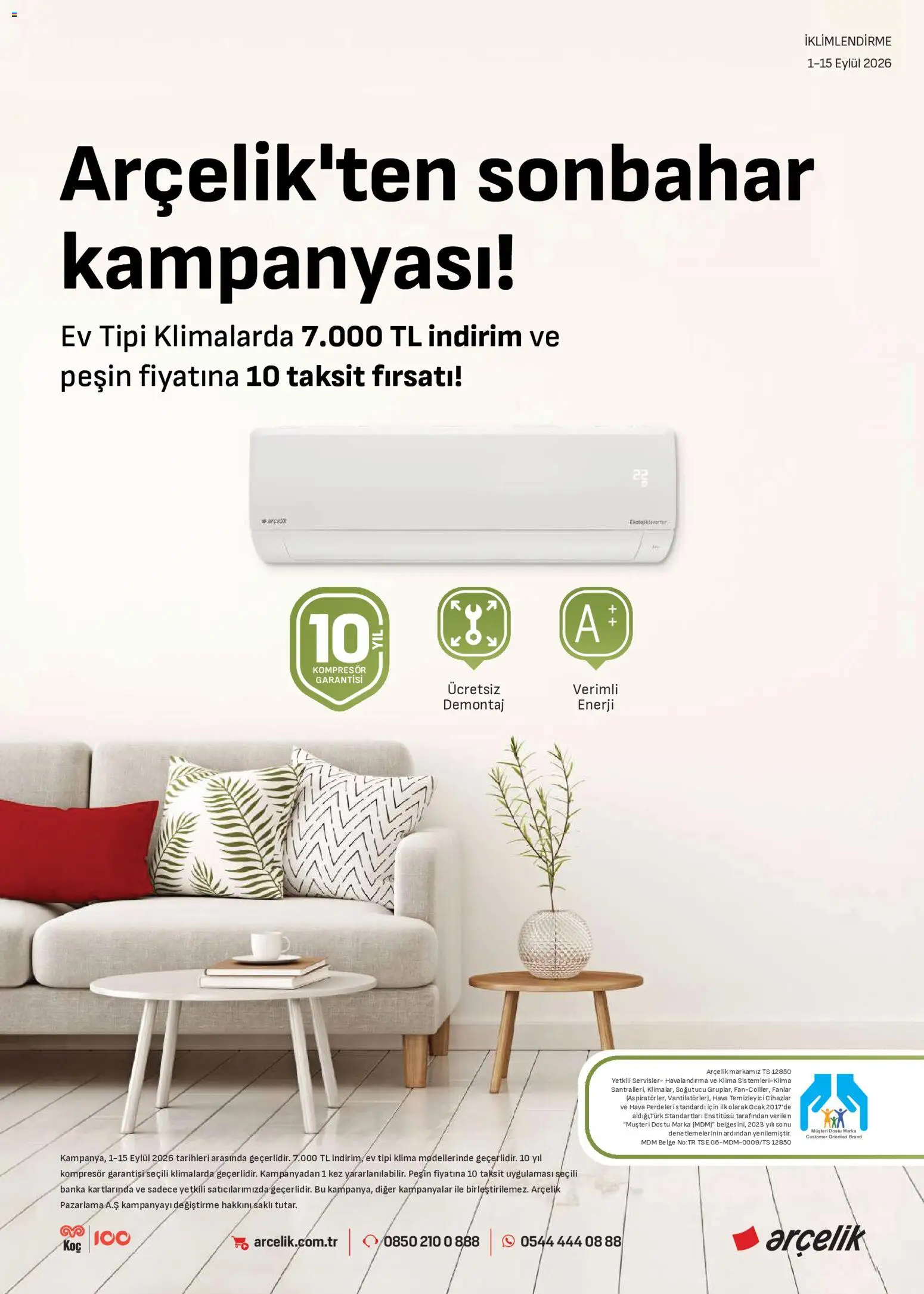 Arçelik - İklimlendirme Kataloğu - 01 Eylül 2026 tarihinden itibaren geçerlidir | Sayfa: 2 | Ürünler: Ocak, Klima, Hava temizleyici