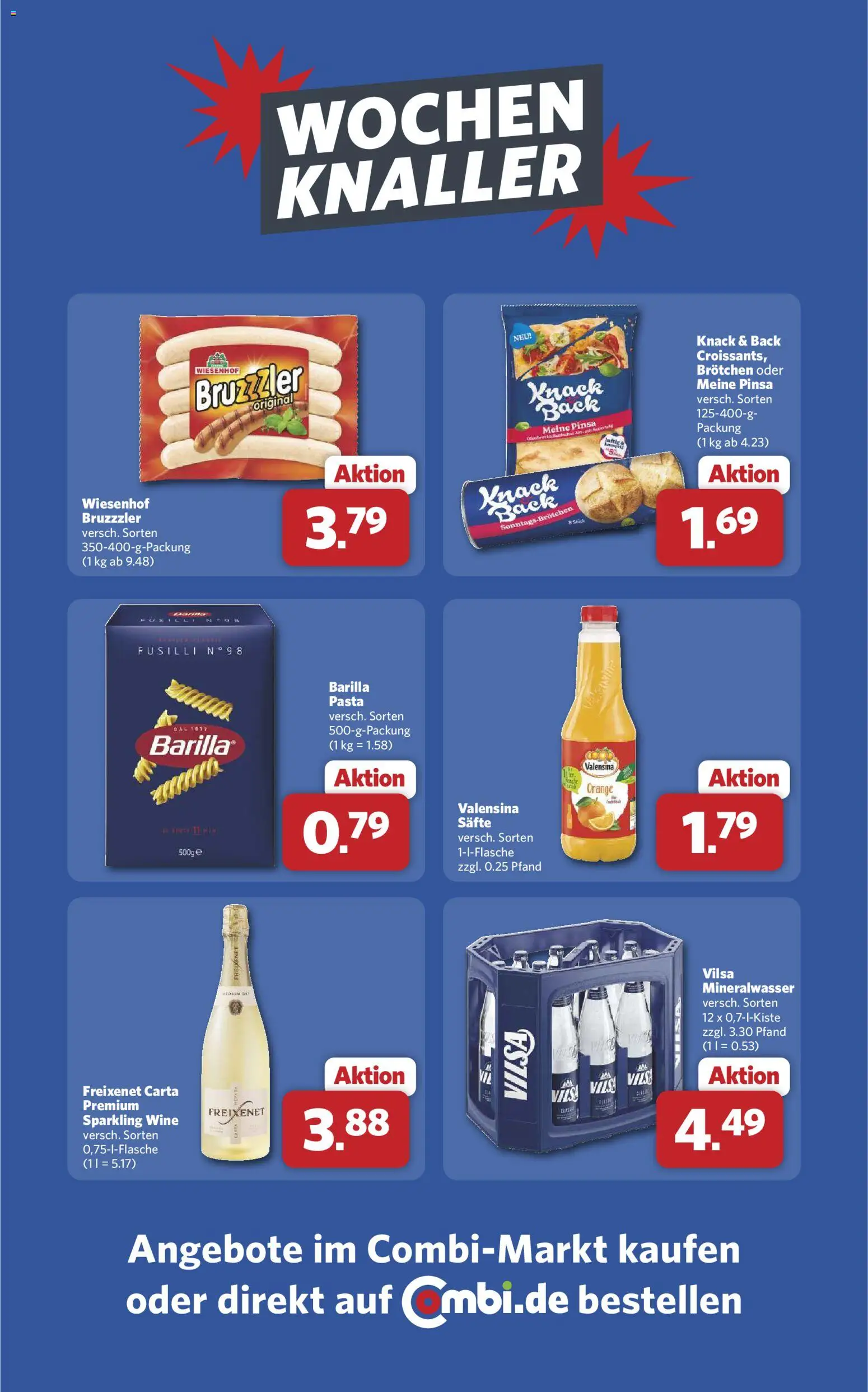 Combi Wochenknaller – gültig ab 02.05.2026 | Seite: 1 | Produkte: Barilla, Mineralwasser, Valensina, Pasta