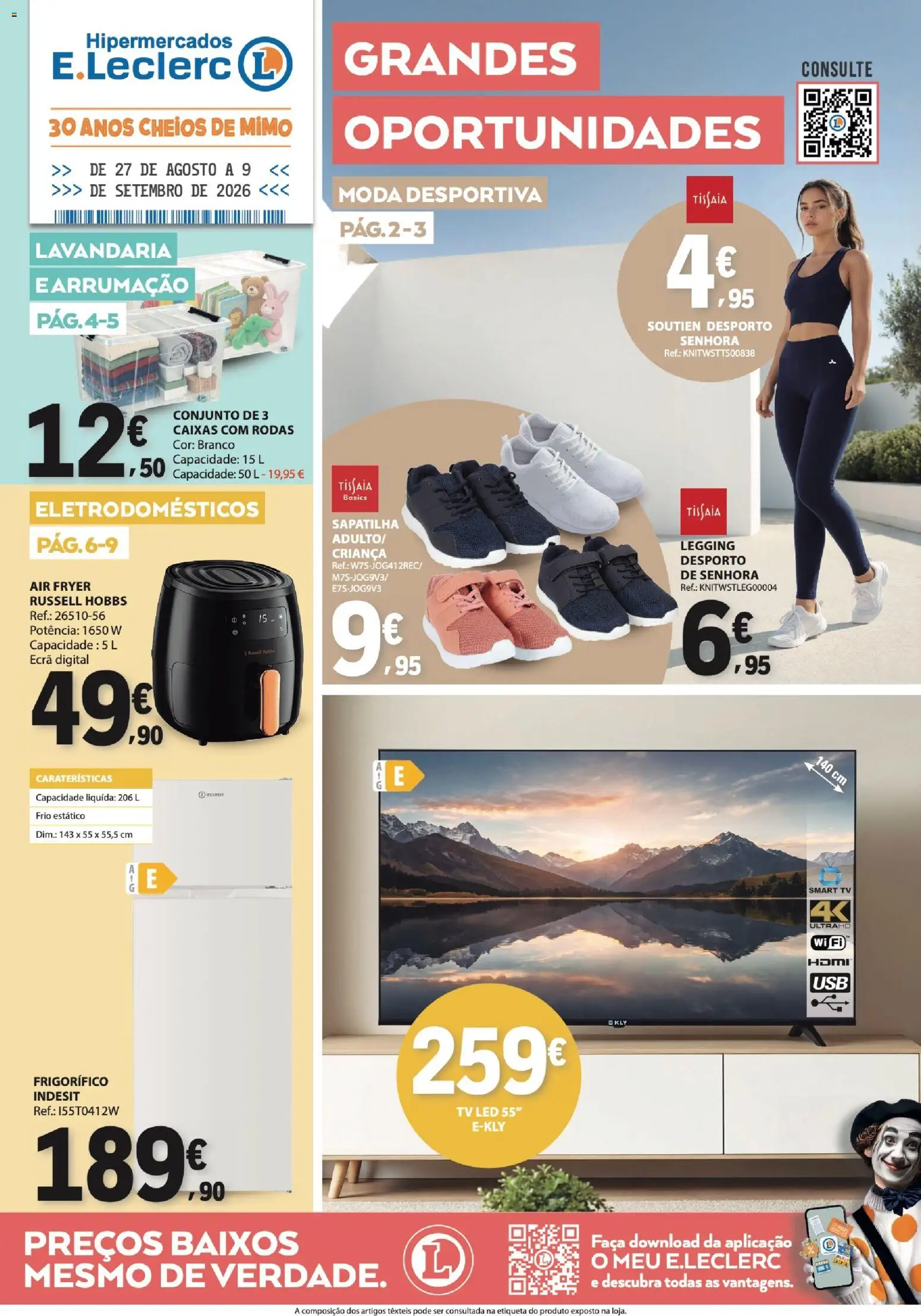 E.Leclerc - Folheto Não Alimentar │ válido de 27/08/2026 | Página: 1 | Produtos: Faca, Air fryer, Frigorífico, Tv led