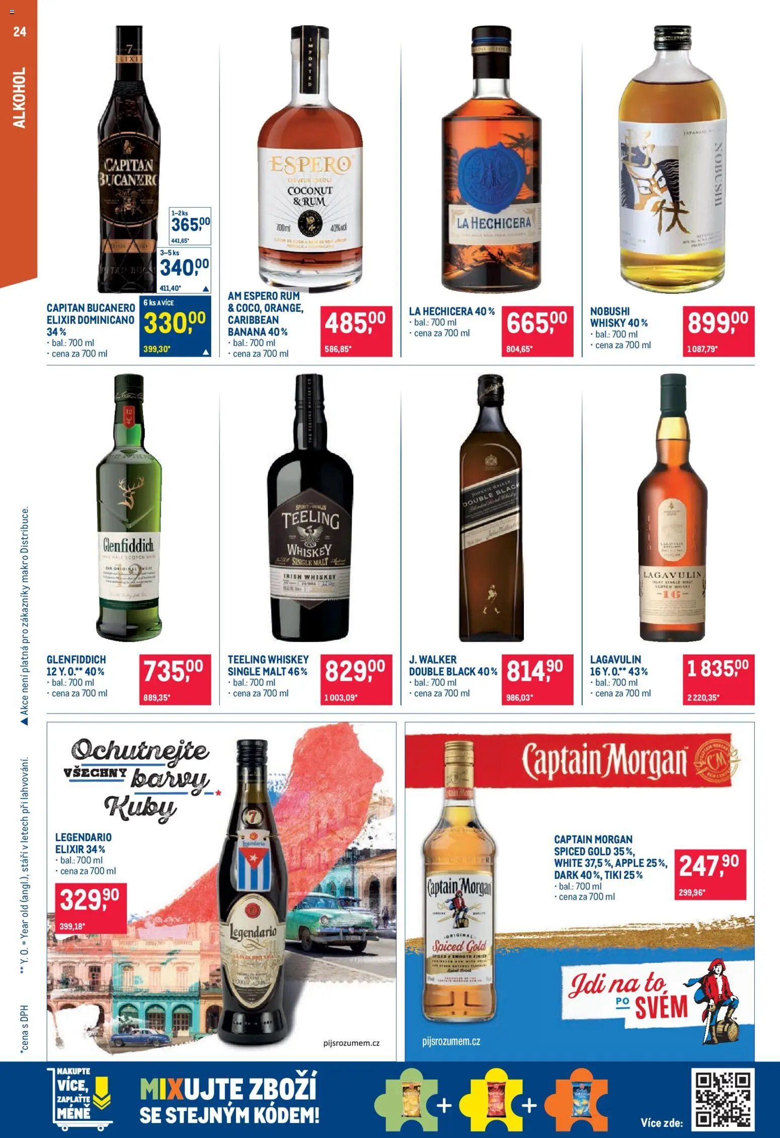 Makro leták - Pro milovníky jídla od 20.05.2026 | Strana: 24 | Produkty: Rum, Whiskey, Apple, Legendario