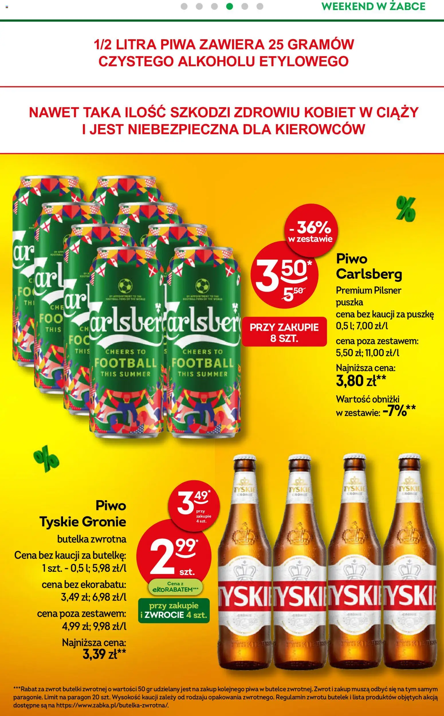 Żabka gazetka - Weekendowe promocje od 22.05.2026 | Strona: 5 | Produkty: Tyskie, Piwo Carlsberg, Piwo