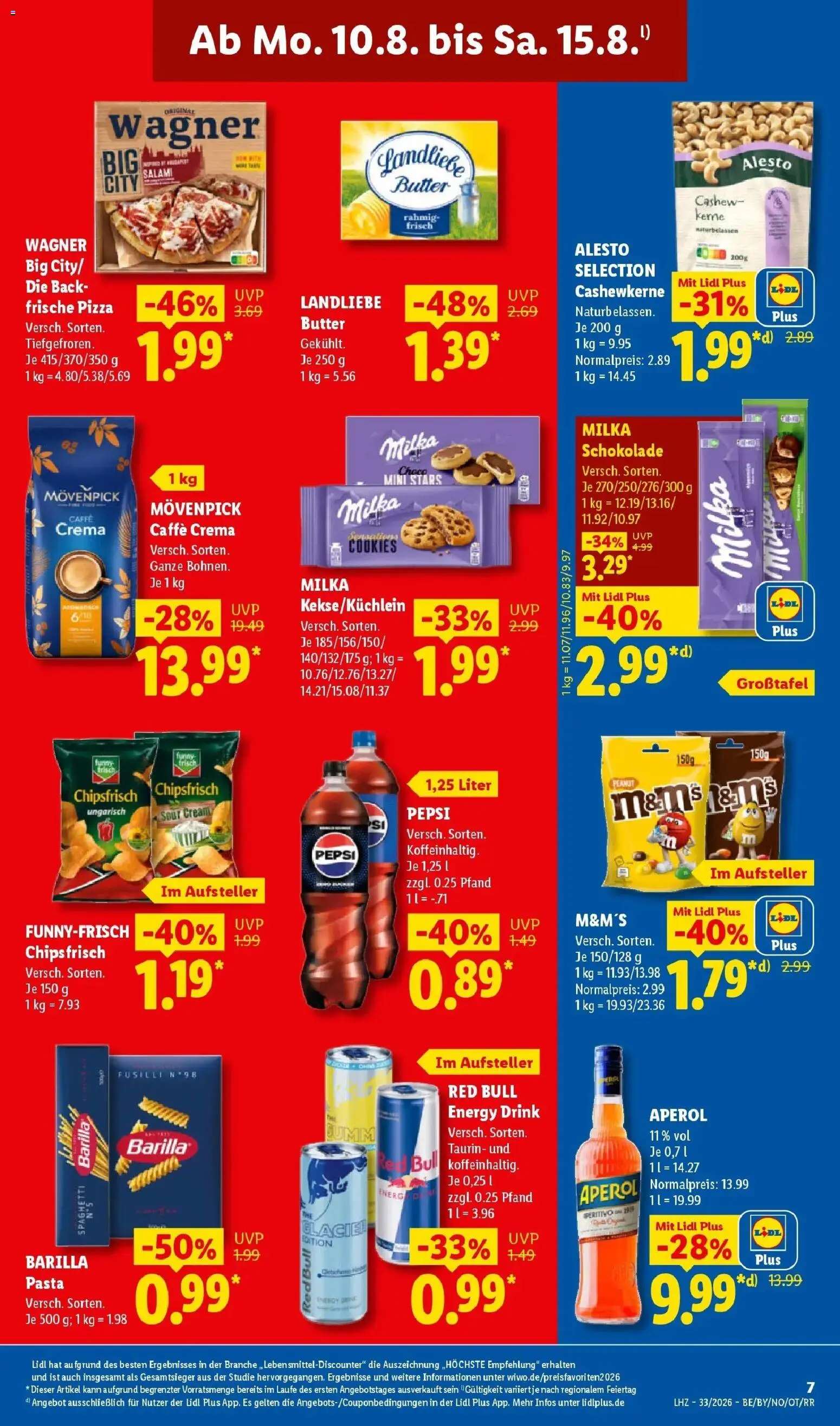 Lidl Prospekt Malchow (ab 10.08.2026) zum Blättern » Angebote | Seite: 19 | Produkte: Landliebe butter, Cashew, Milka, Pizza