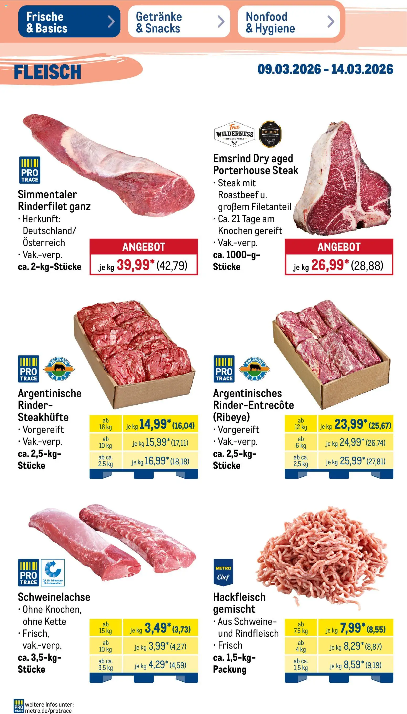Metro Prospekt 	 – gültig ab 09.03.2026 | Seite: 6 | Produkte: Roastbeef, Rindfleisch, Steak, Hackfleisch