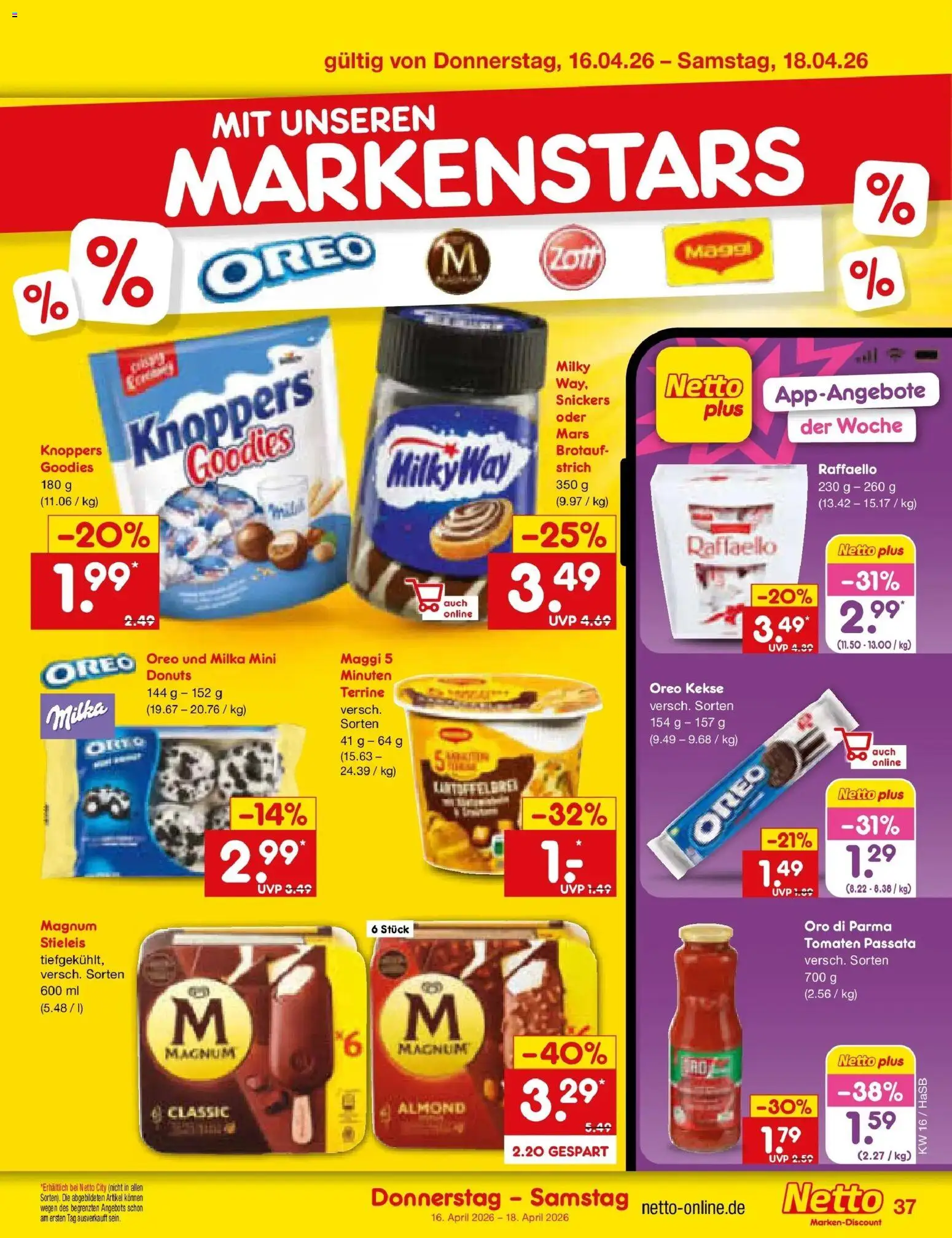 Netto Marken-Discount Prospekt Wuppertal	 – gültig ab 13.04.2026 | Seite: 55 | Produkte: Snickers, Donuts, Knoppers, Kekse