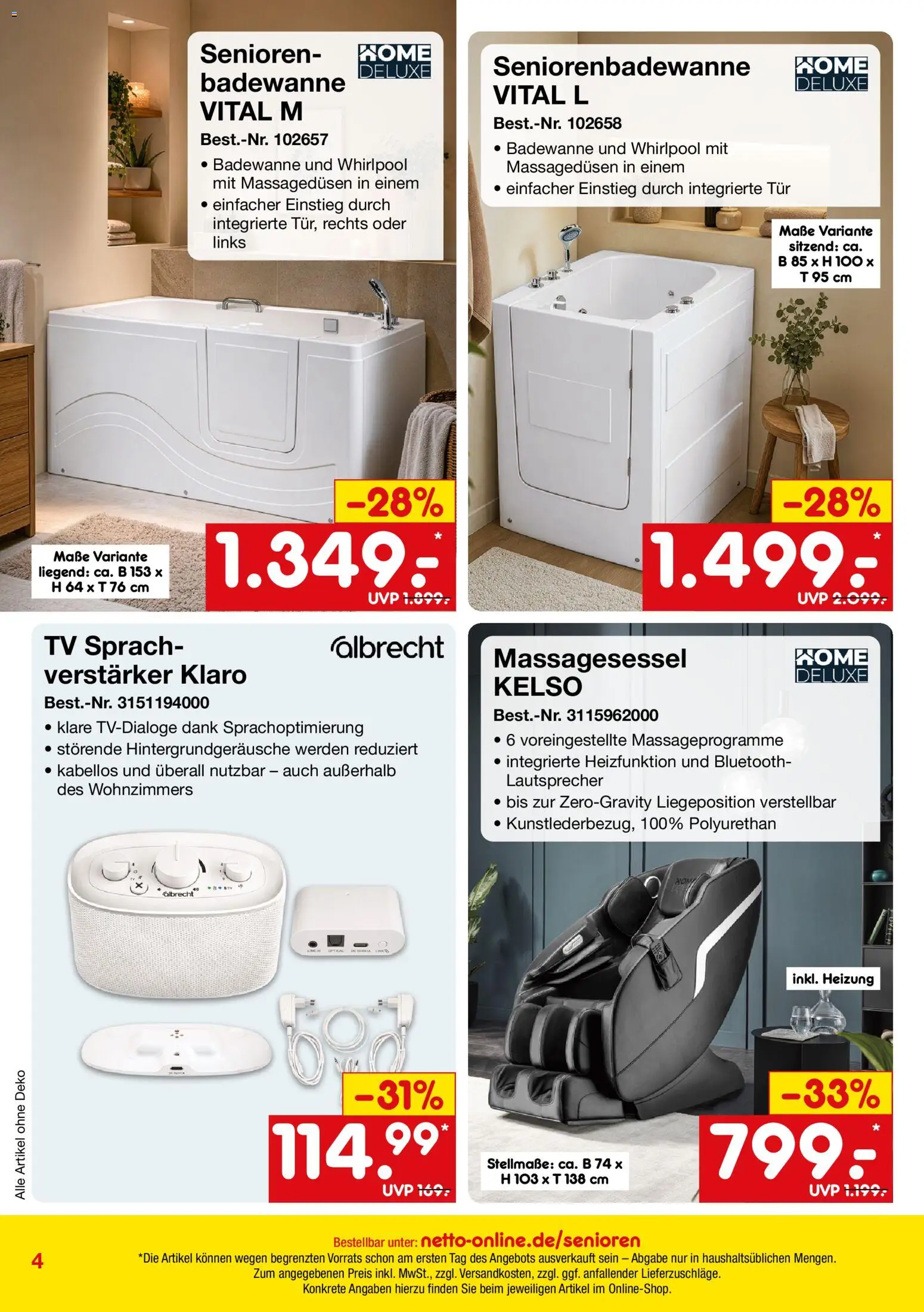 Netto Marken-Discount Online-Sonderangebote Herbstdeals – gültig ab 01.10.2026 | Seite: 4 | Produkte: Lautsprecher, Tür, Verstärker, TV