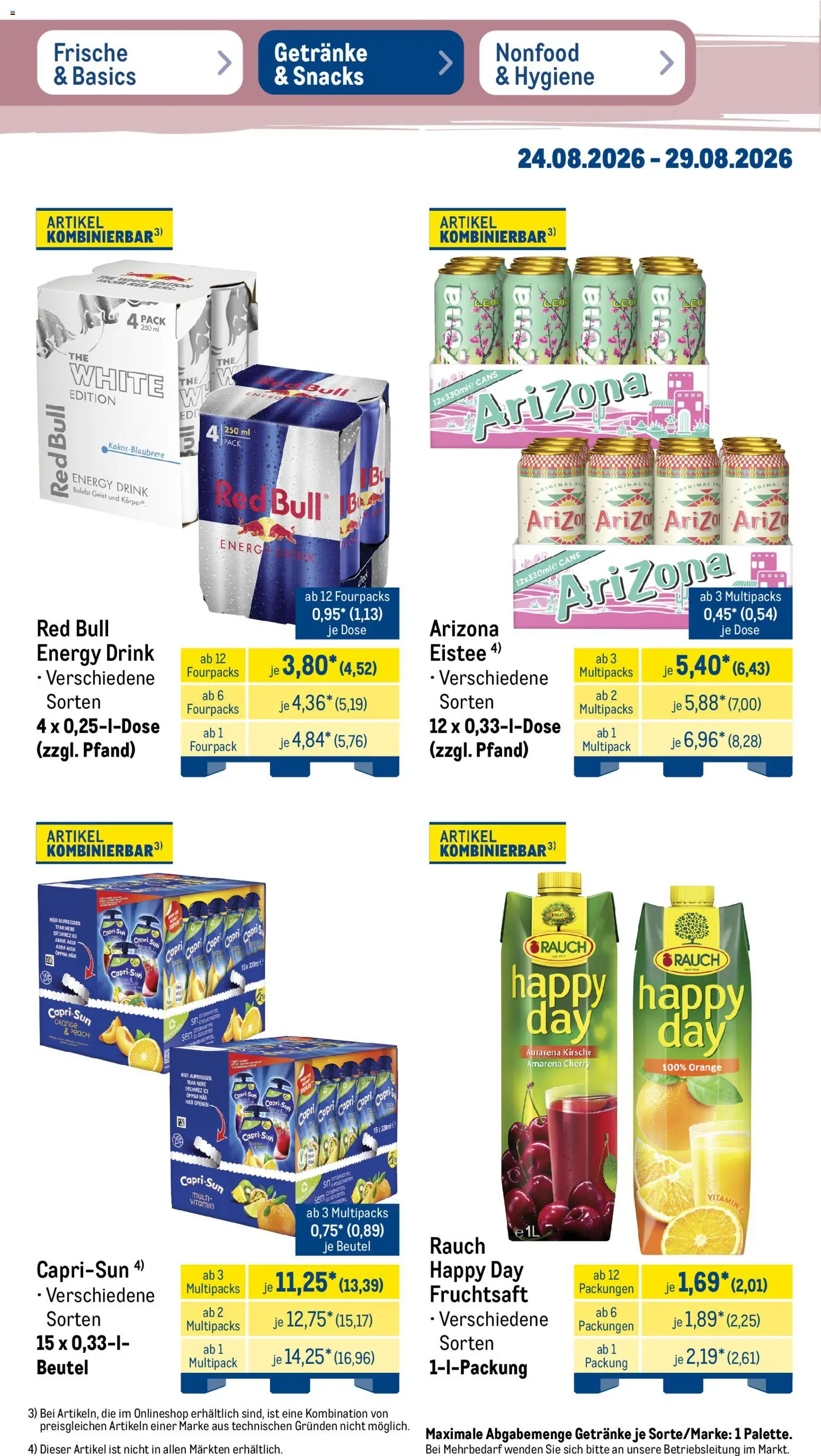 Metro Prospekt – gültig ab 24.08.2026 | Seite: 28 | Produkte: Red bull, Capri sun, Energy, Fruchtsaft