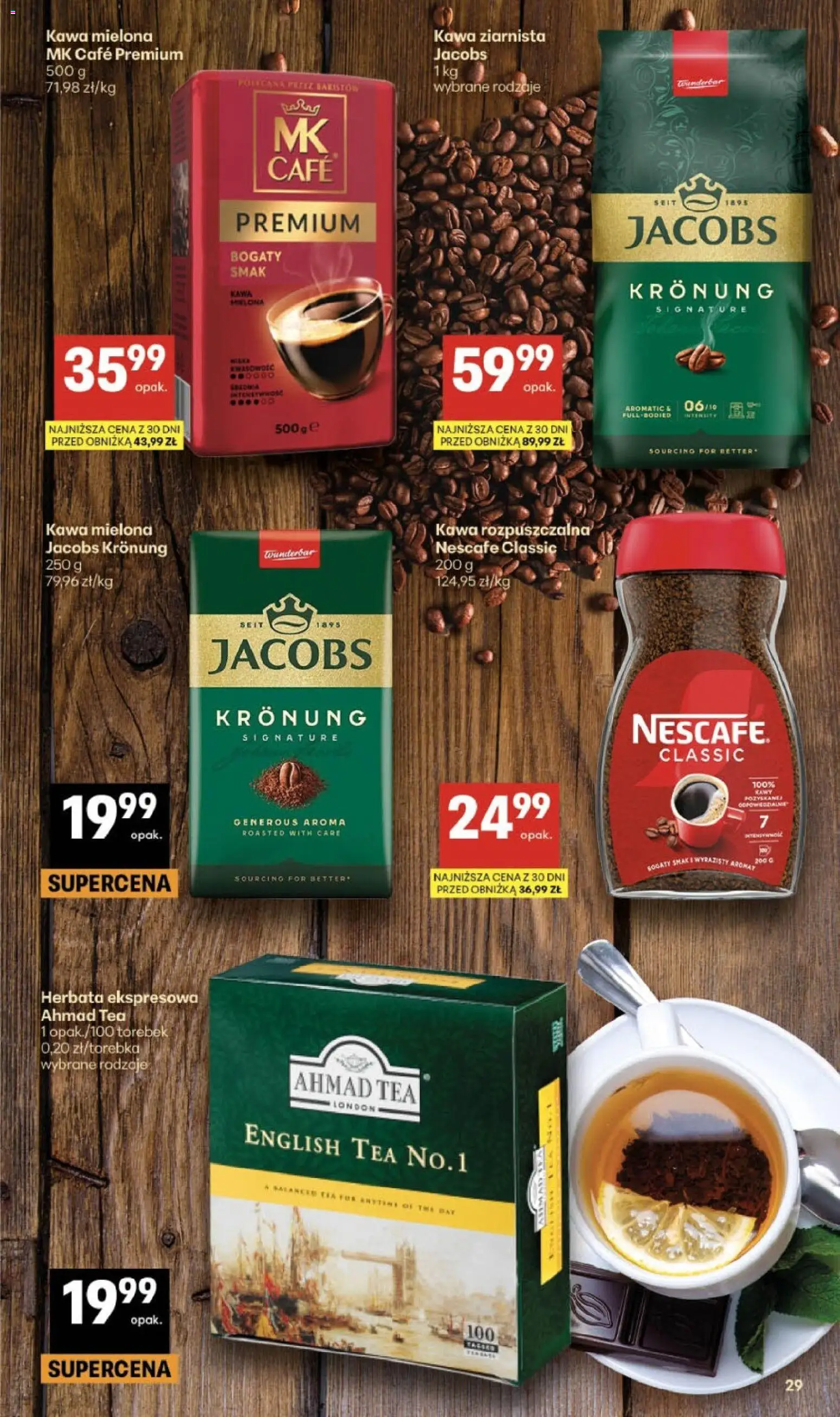 Delikatesy Centrum gazetka - Sklepy Własne od 18.06.2026 | Strona: 29 | Produkty: Nescafe, Kawa ziarnista, Kawa rozpuszczalna, Kawa rozpuszczalna Jacobs Kronung