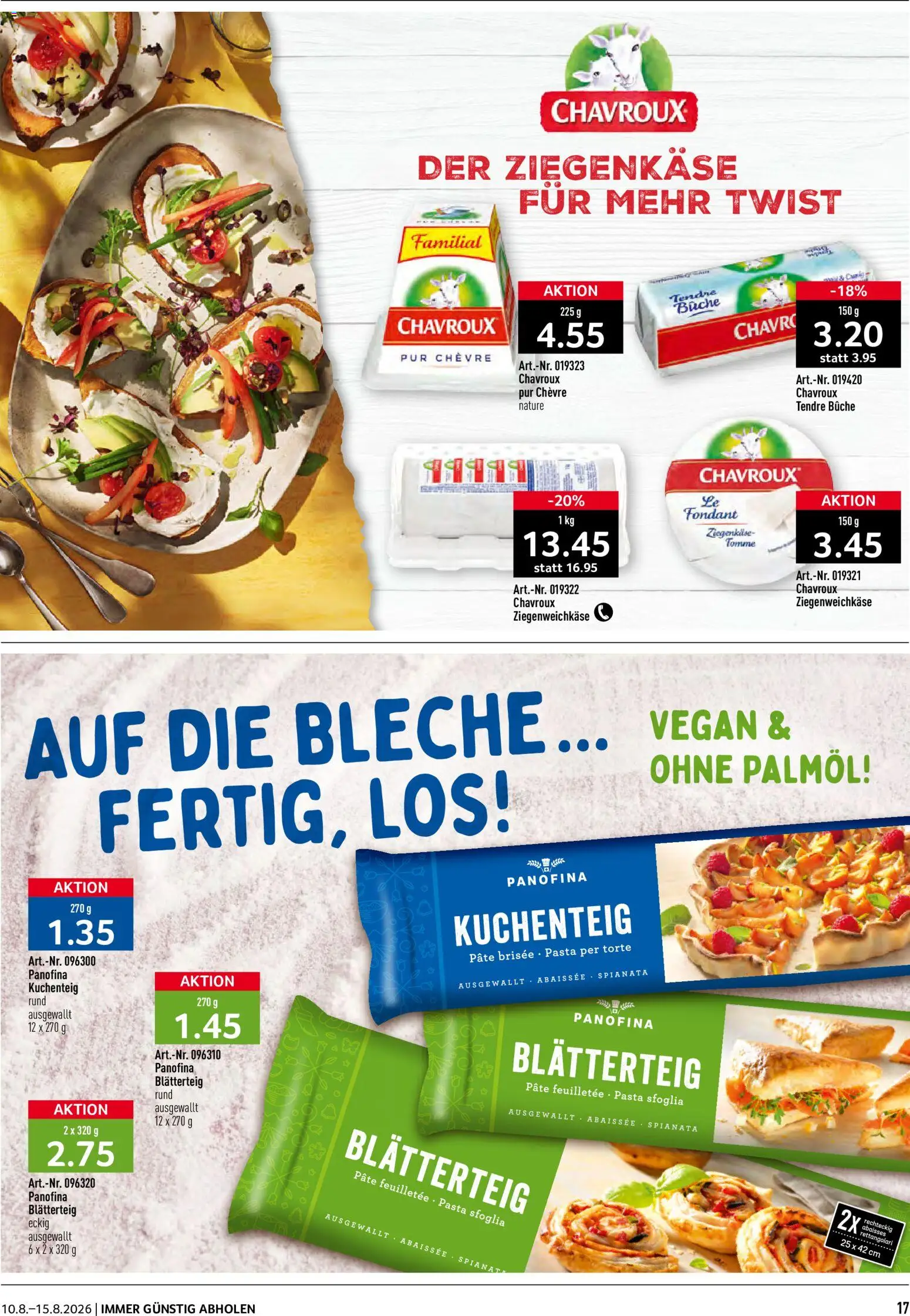 Prodega aktionen – gültig ab 10.08.2026 | Seite: 17 | Produkte: Ziegenkäse, Pasta