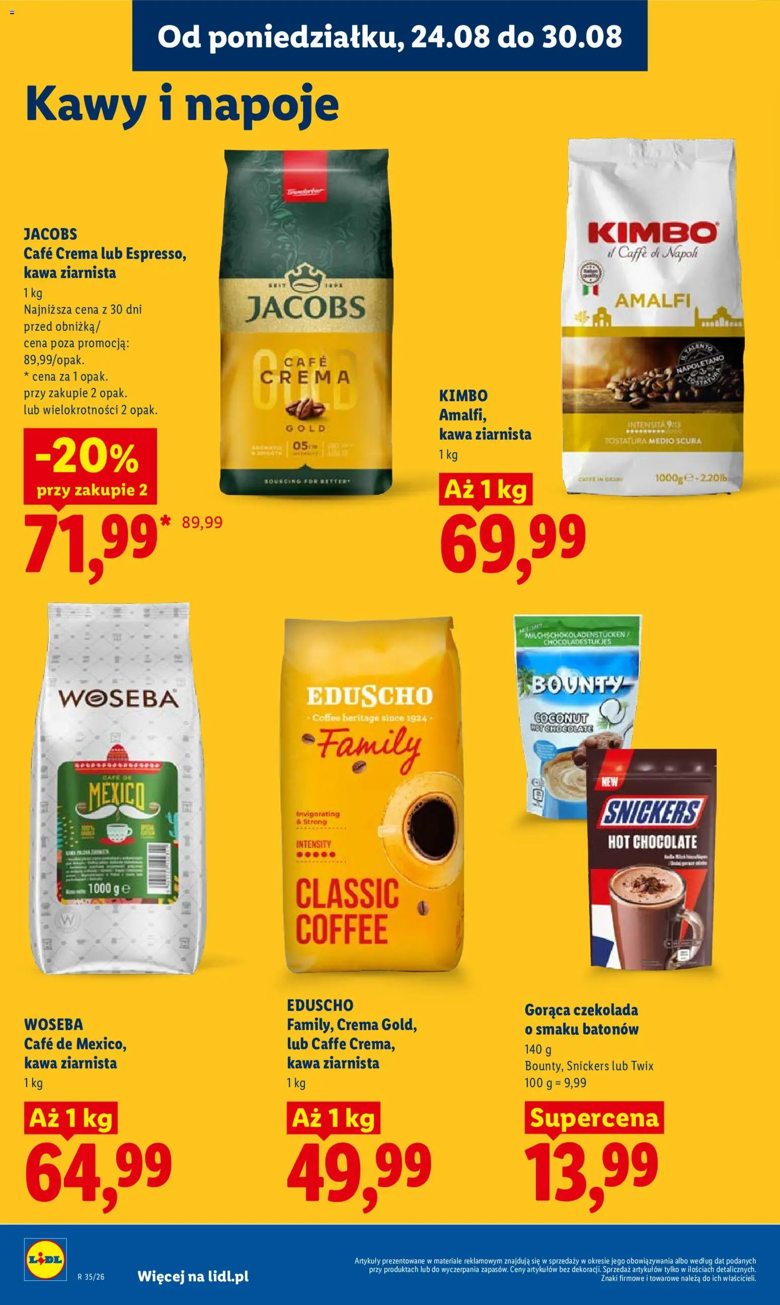 Lidl Polsko leták od 24.08.2026 | Strana: 78 | Produkty: Twix, Nápoje, Jacobs, Crema