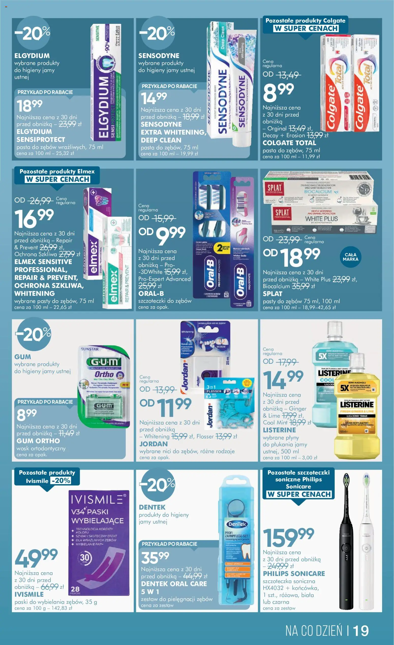 Super-pharm gazetka od 20.08.2026 | Strona: 19 | Produkty: Szczoteczka soniczna, Listerine, Pasta, Pasta do zębów