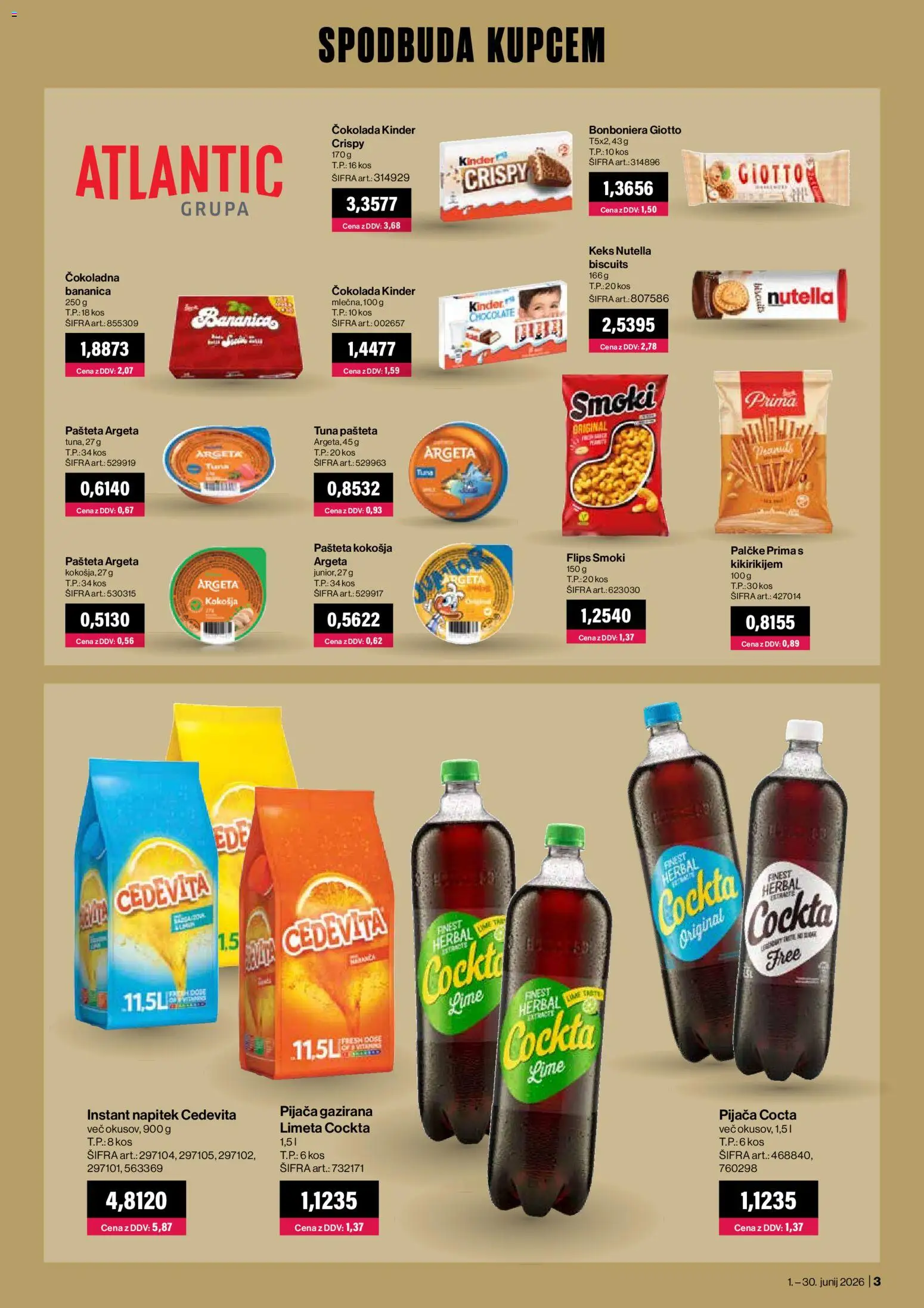 Novi Mercator katalog ponudbe – veljaven od 01.06.2026 | Stran: 3 | Izdelki: Tuna, Kos, Flips, Bonboniera