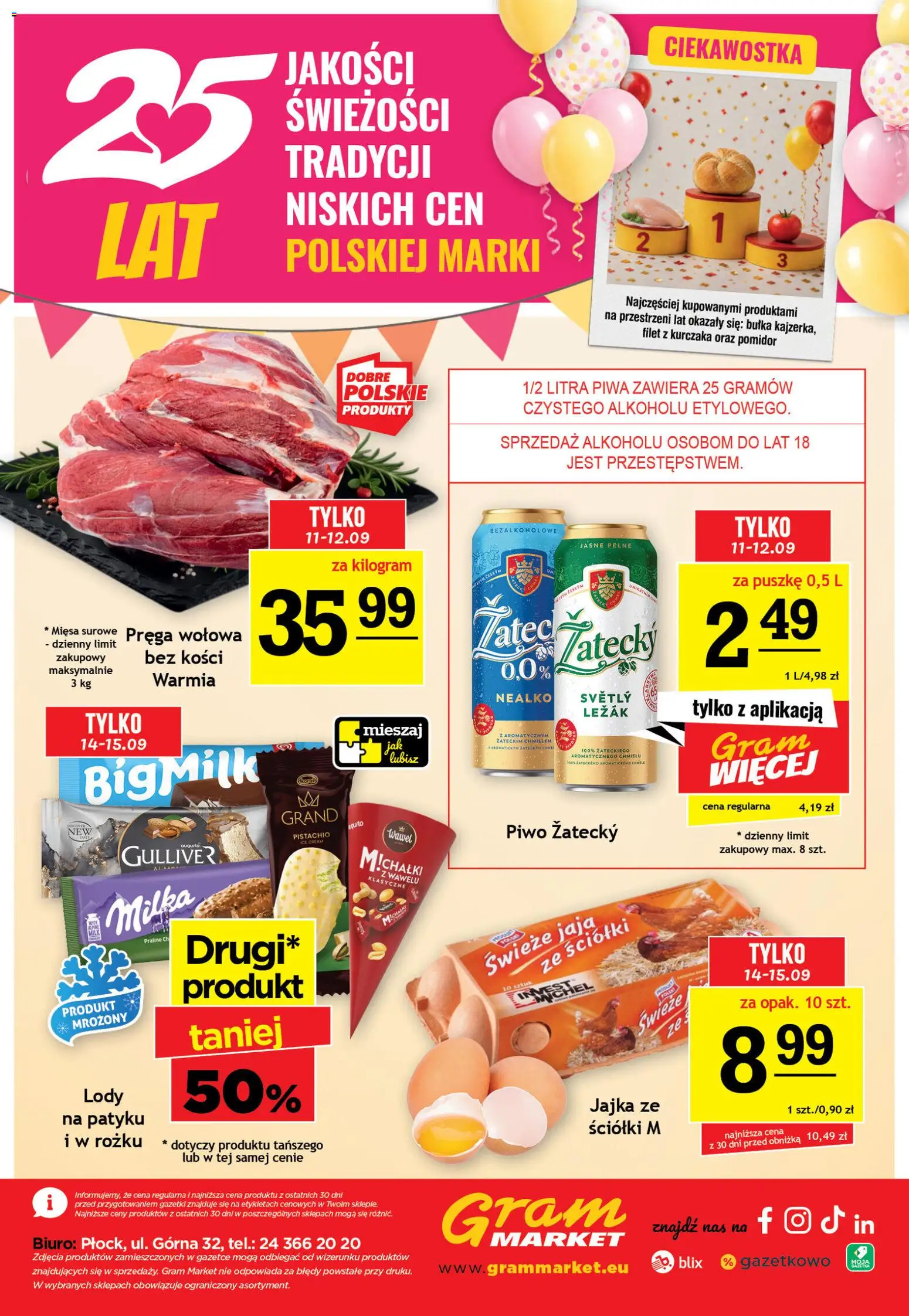 Gram Market gazetka od 09.09.2026 | Strona: 16 | Produkty: Pomidor, Leżak, Piwo, Jaja