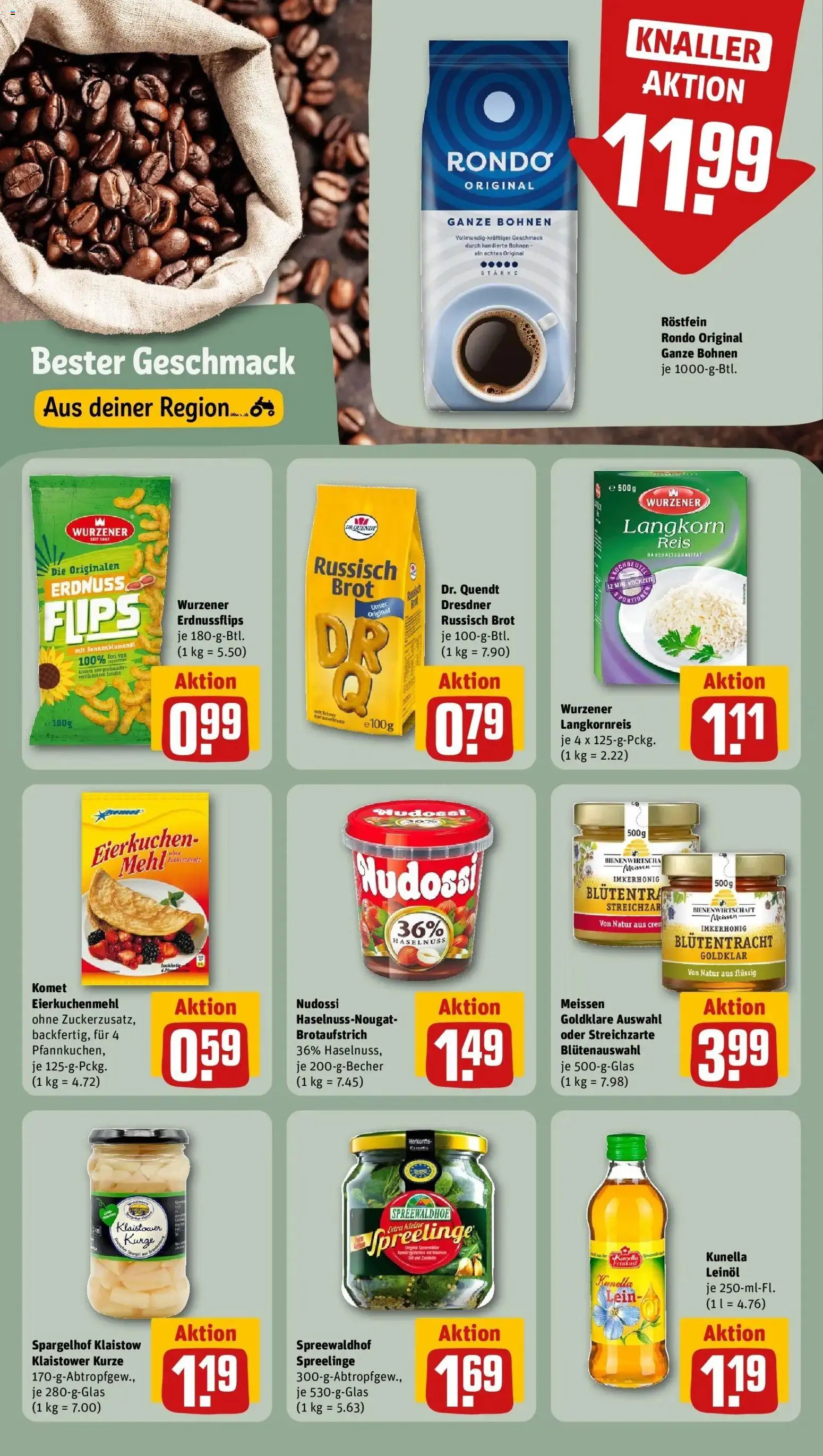 Rewe Prospekt Brieselang – gültig ab 13.07.2026 | Seite: 16 | Produkte: Leinöl, Brot, Reis