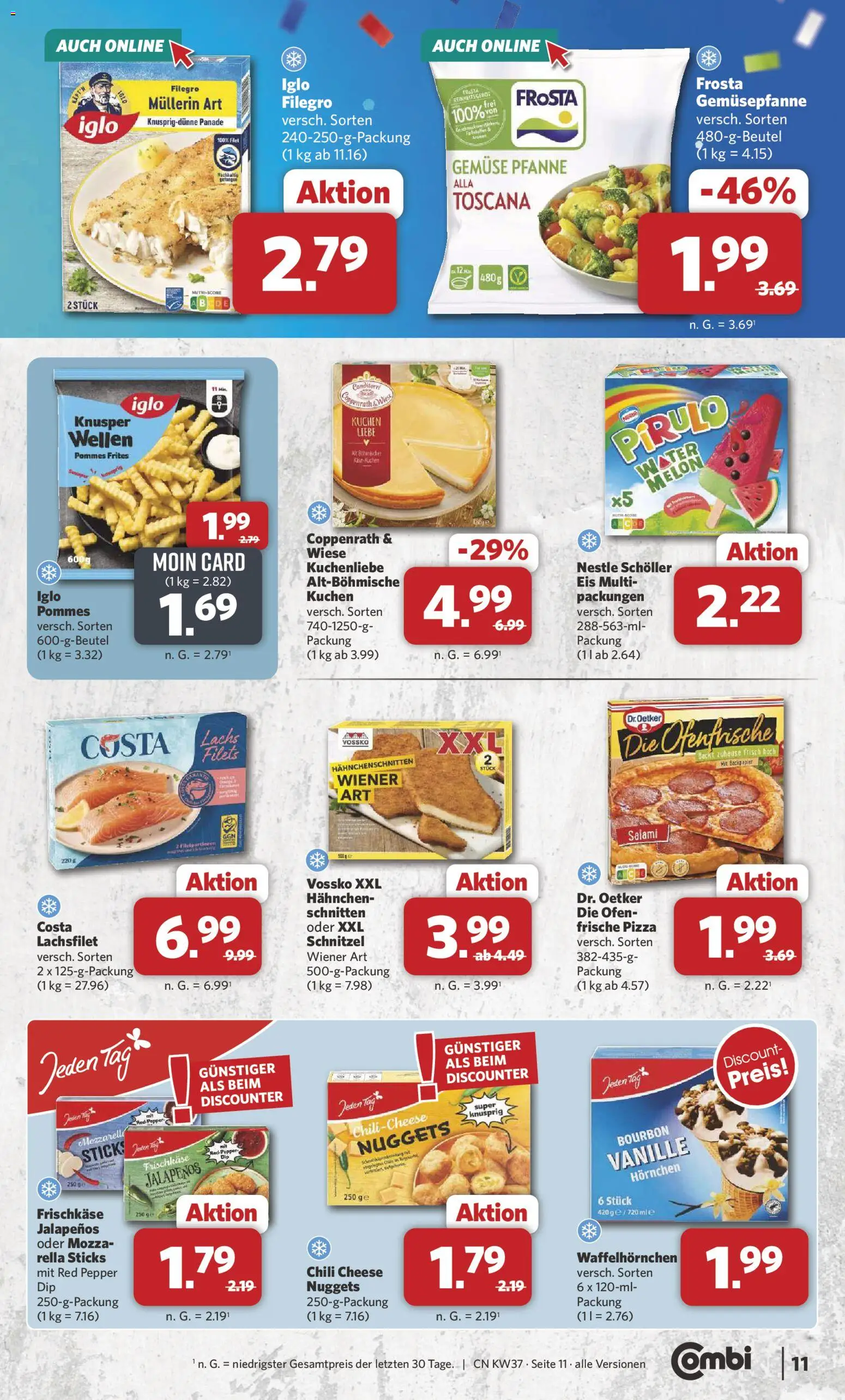 Combi Prospekt – gültig ab 07.09.2026 | Seite: 11 | Produkte: Pommes, Frosta, Pizza, Frischkase