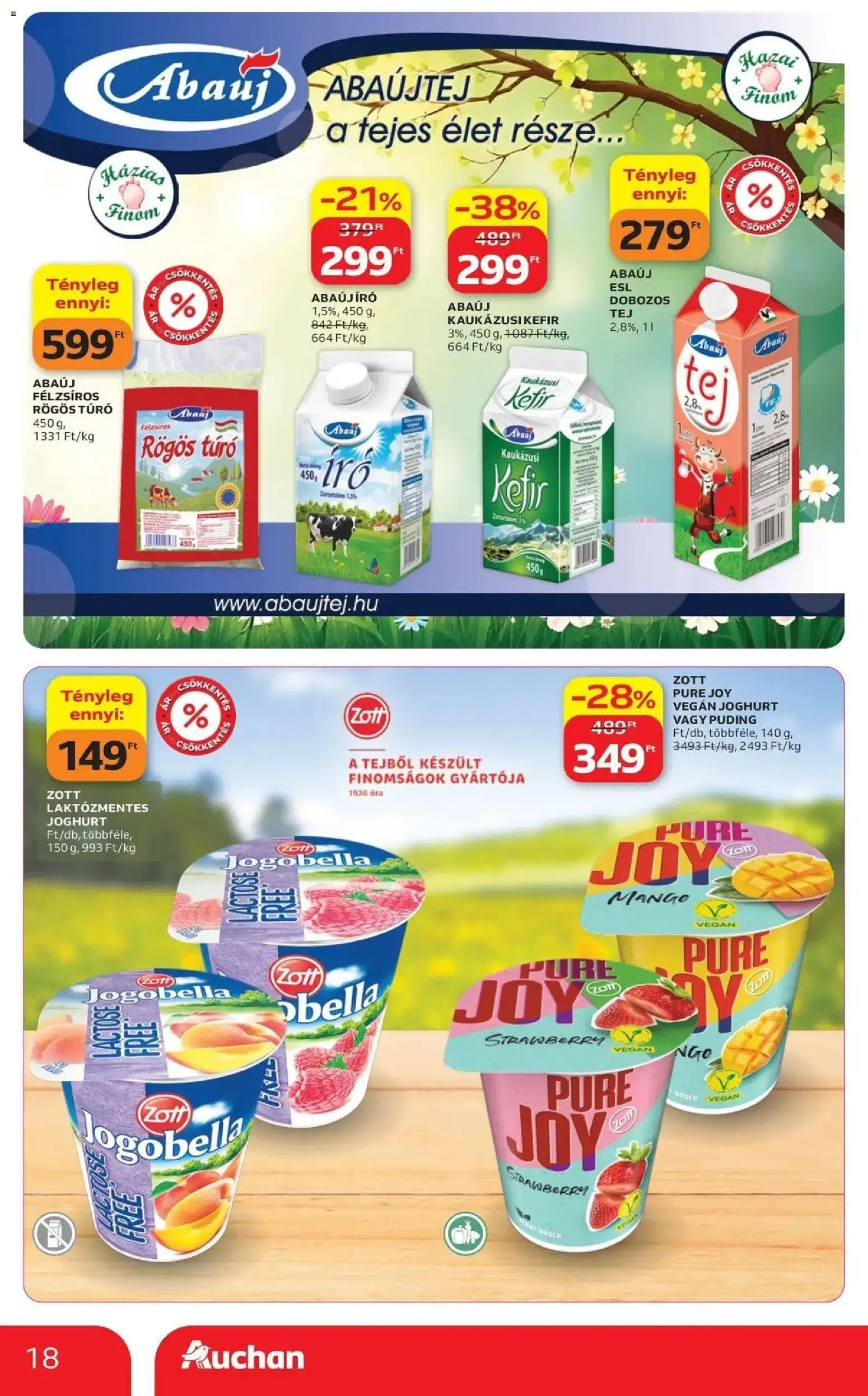 Auchan akciós ujság - amely érvényes a következő dátumtól: 2026.07.16. | Oldal: 18 | Termékek: Puding, Tej, Kaukázusi kefír, Túró