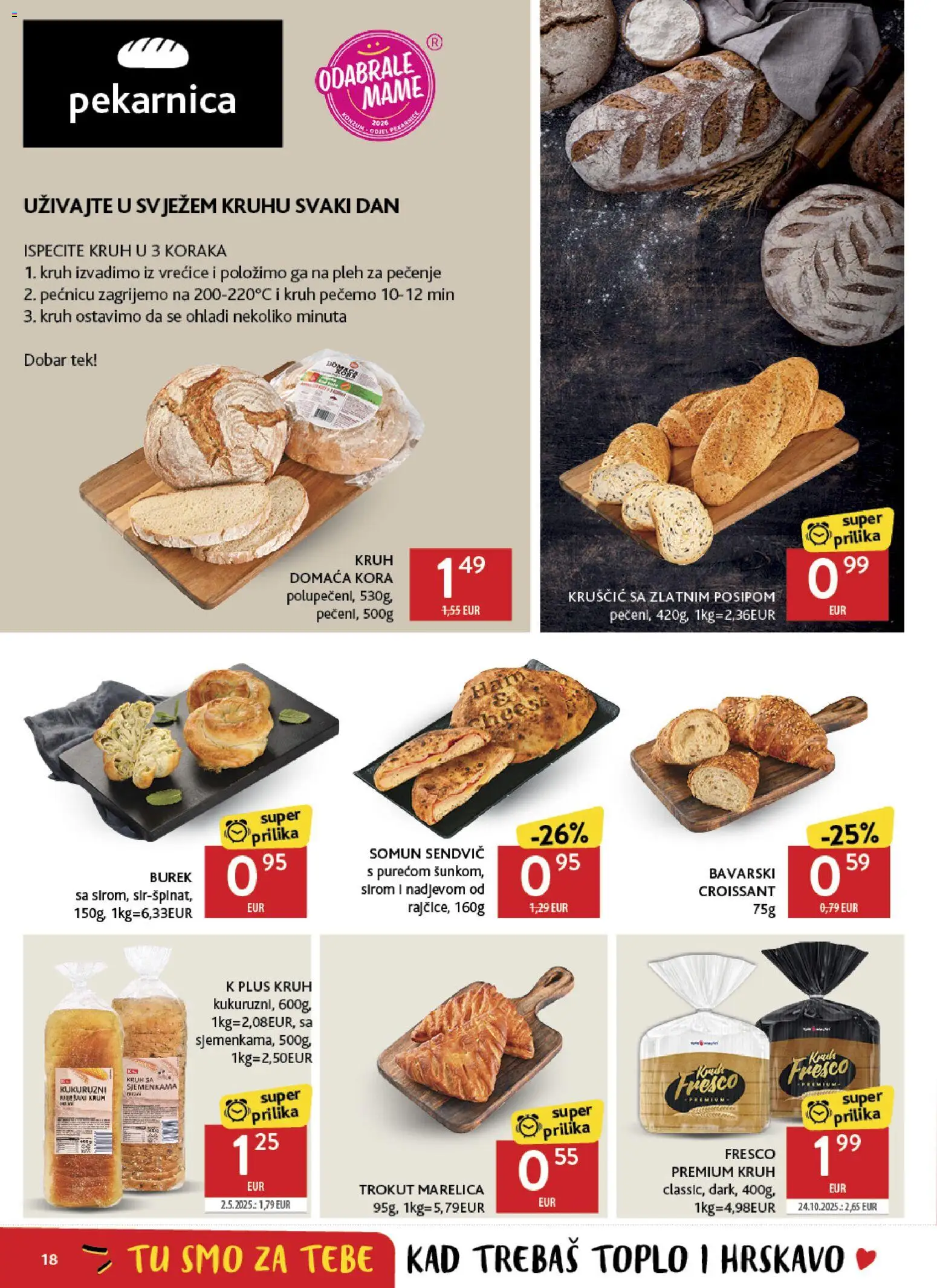 Konzum HR akciós ujság - amely érvényes a következő dátumtól: 06.05.2026 | Oldal: 18 | Termékek: Burek, Croissant