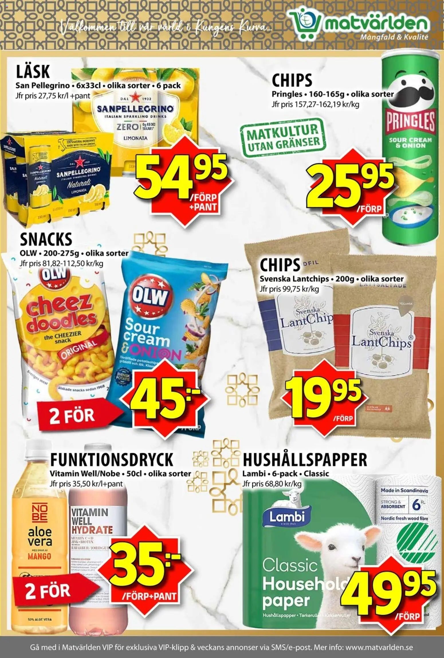 Matvärlden reklamblad aktuell från 08.06.2026 | Sida: 7 | Produkter: Pringles, Hushållspapper, Chips, Mango