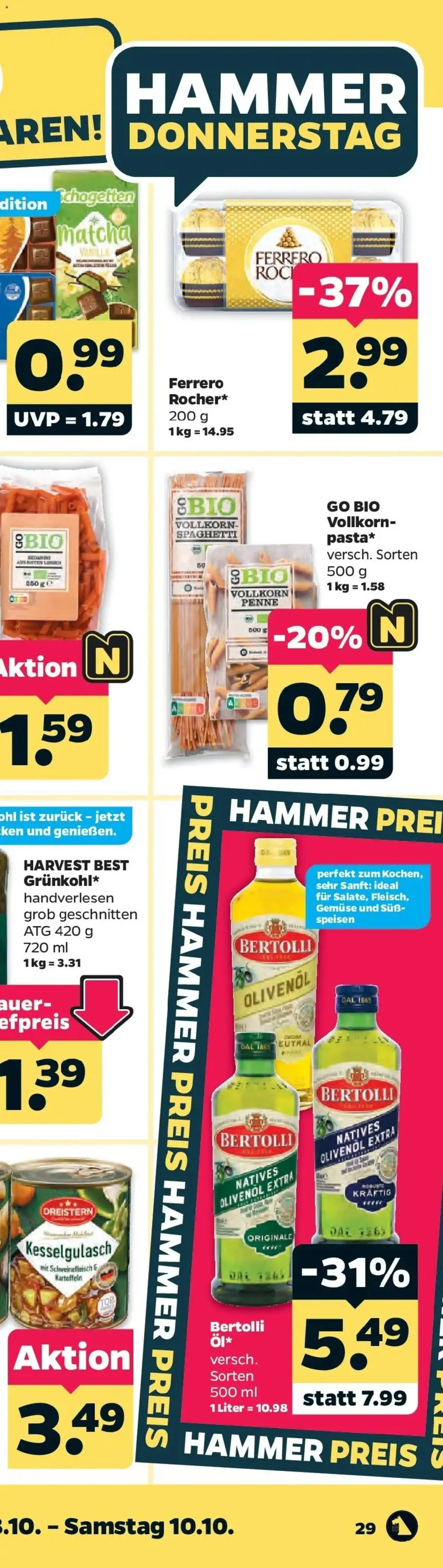 Netto Aktueller Prospekt ab 05.10.2026 → Angebote nächste Woche | Seite: 74 | Produkte: Spaghetti, Olivenol, Gemüse, Schweinefleisch