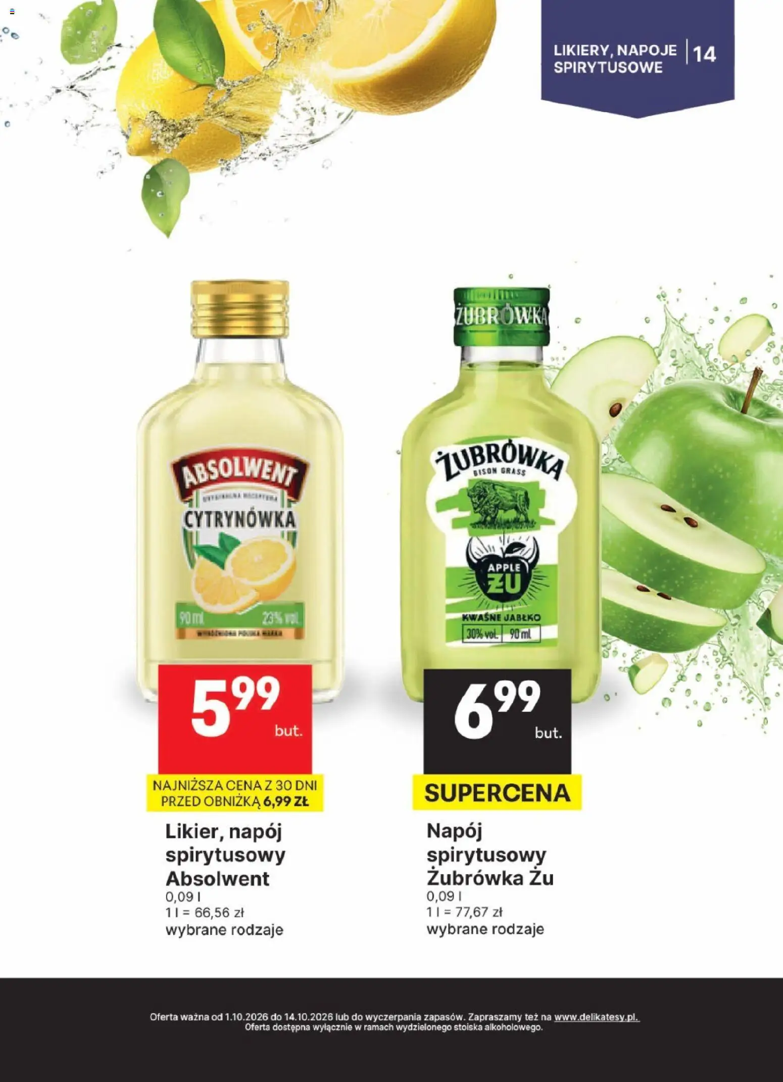 Delikatesy Centrum gazetka - DeliBarek od 01.10.2026 | Strona: 14 | Produkty: Napoje, Żubrówka