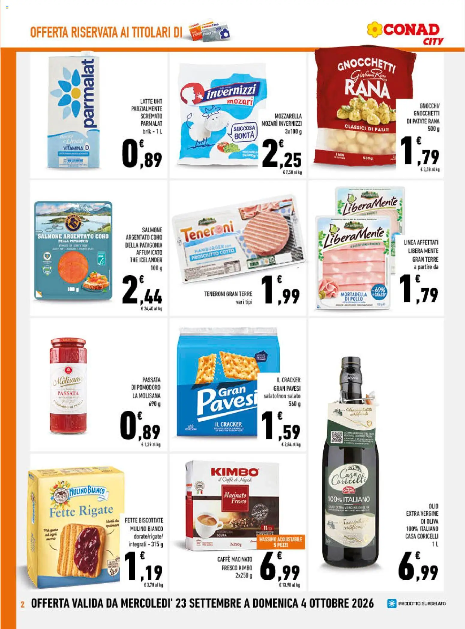 Volantino Conad del 23/09/2026 | Pagina: 2 | Prodotti: Patate, Olio, Gnocchi, Kimbo