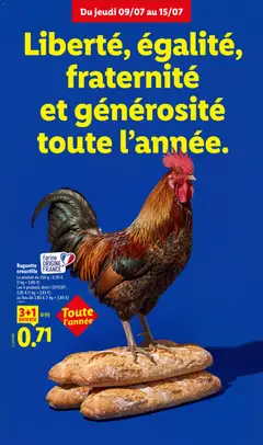 LIDL - Prévisualisation de Baguette croustillante, Le produit de 250 g : 0,95 € (1 kg = 3,80 €) valide à partir de 09/07/2026 | Page: 66 | Produits: Farine